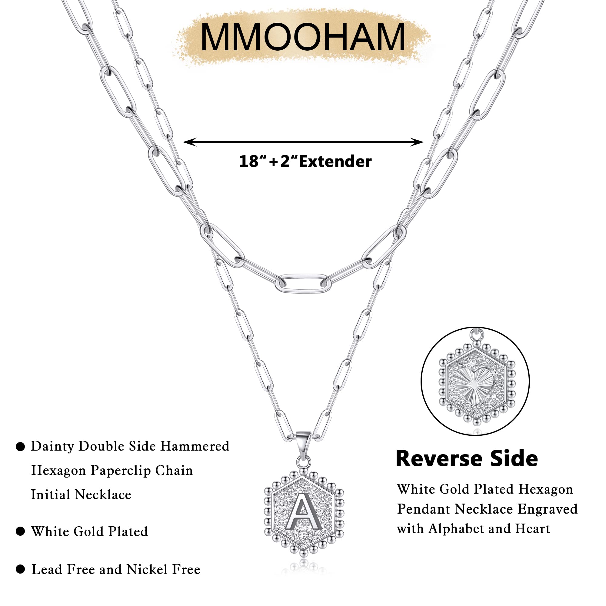 M MOOHAM Silver Layered Initial Necklaces for Women - Necklaces for Women Cute Letter Initial J Necklace Choker Necklace Silver