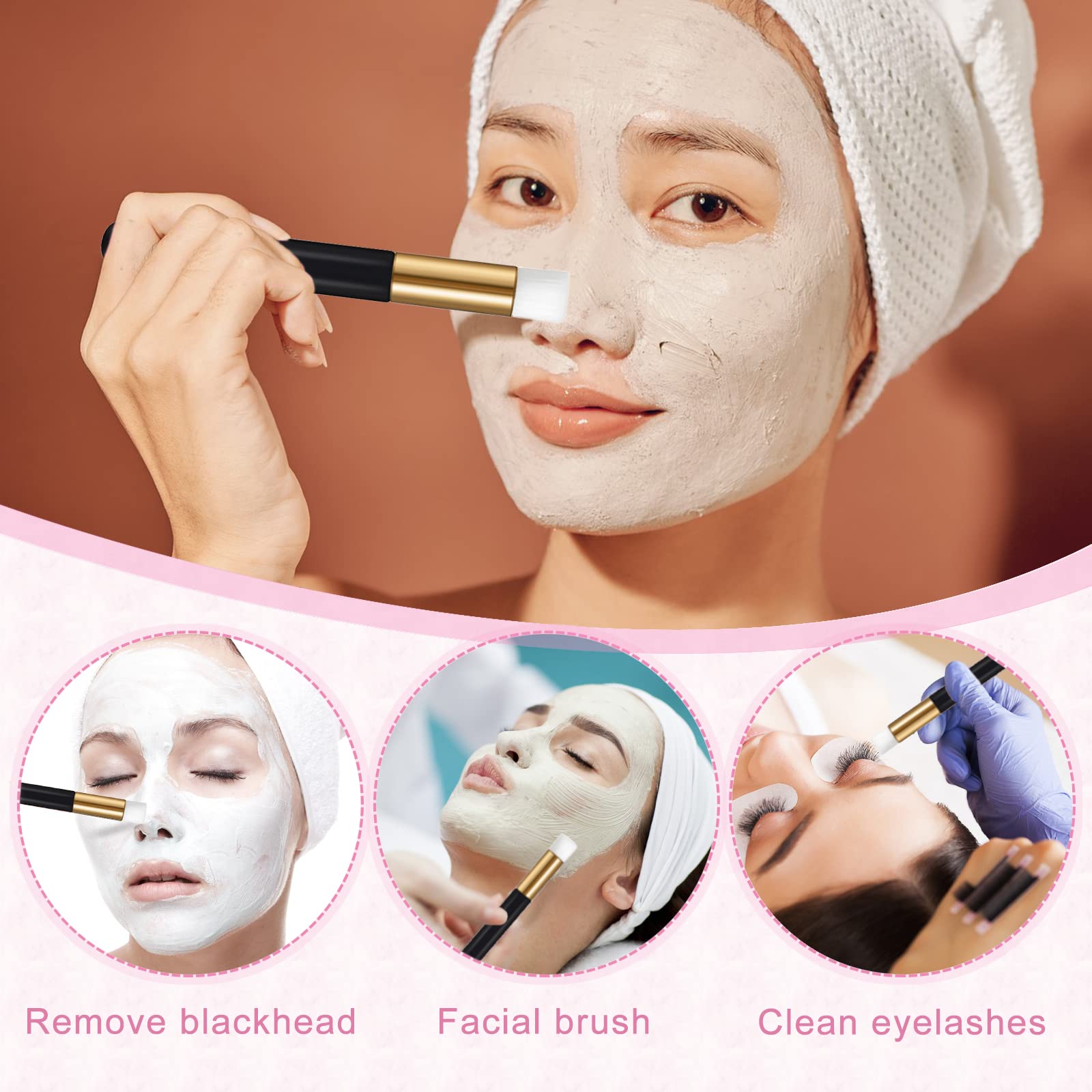 60Pcs Lash Shampoo Bottles And Brushes Set, 10Pcs Foam Pump Dispenser, 10Pcs Nose Pore Deep Cleaning Brush, 10Pcs Eyelash Extens