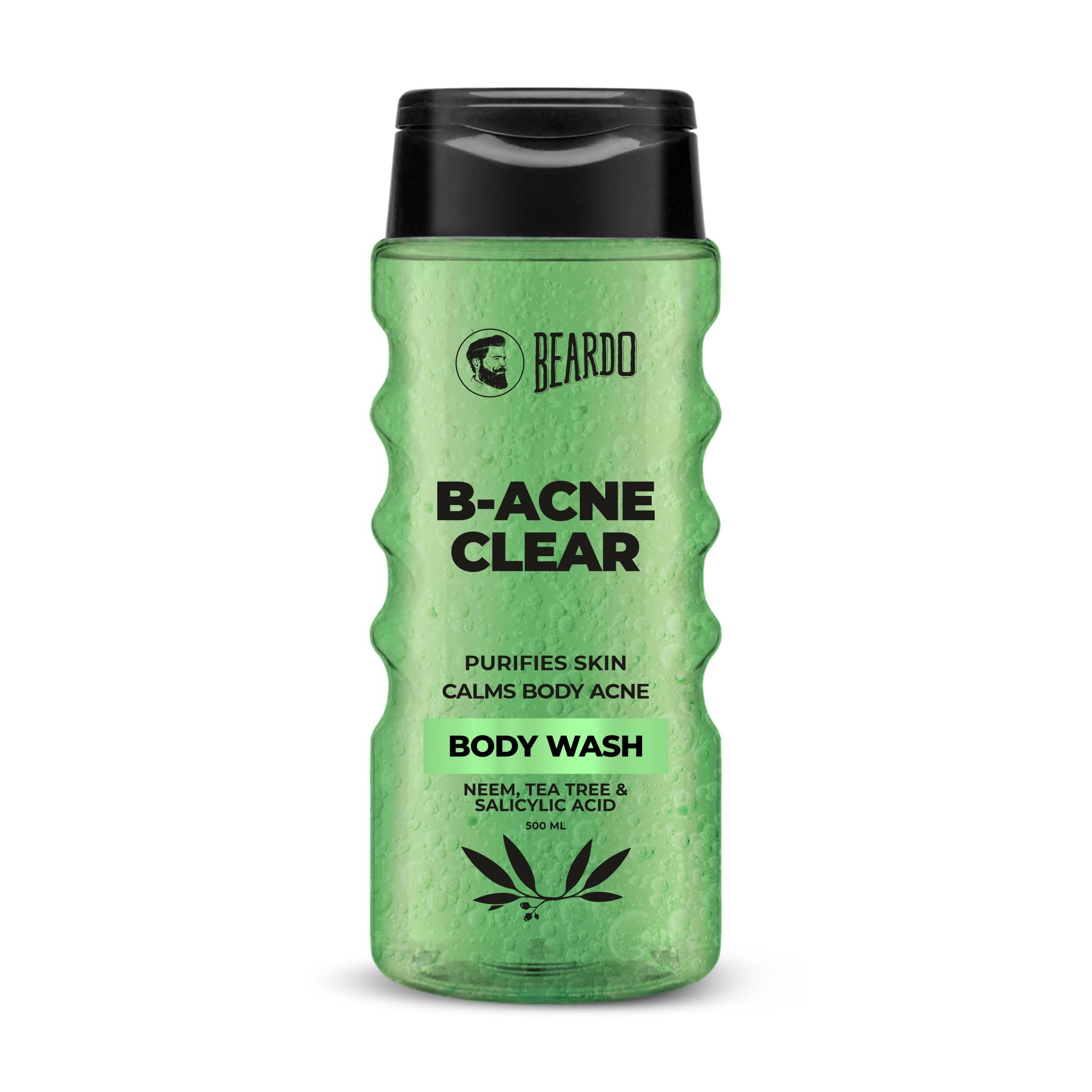Beardo Body Acne Clear Body Wash For Men 500 Ml | With Neem, Tea Tree And Salicylic Acid | Clean Clear Skin | For Body Acne And 