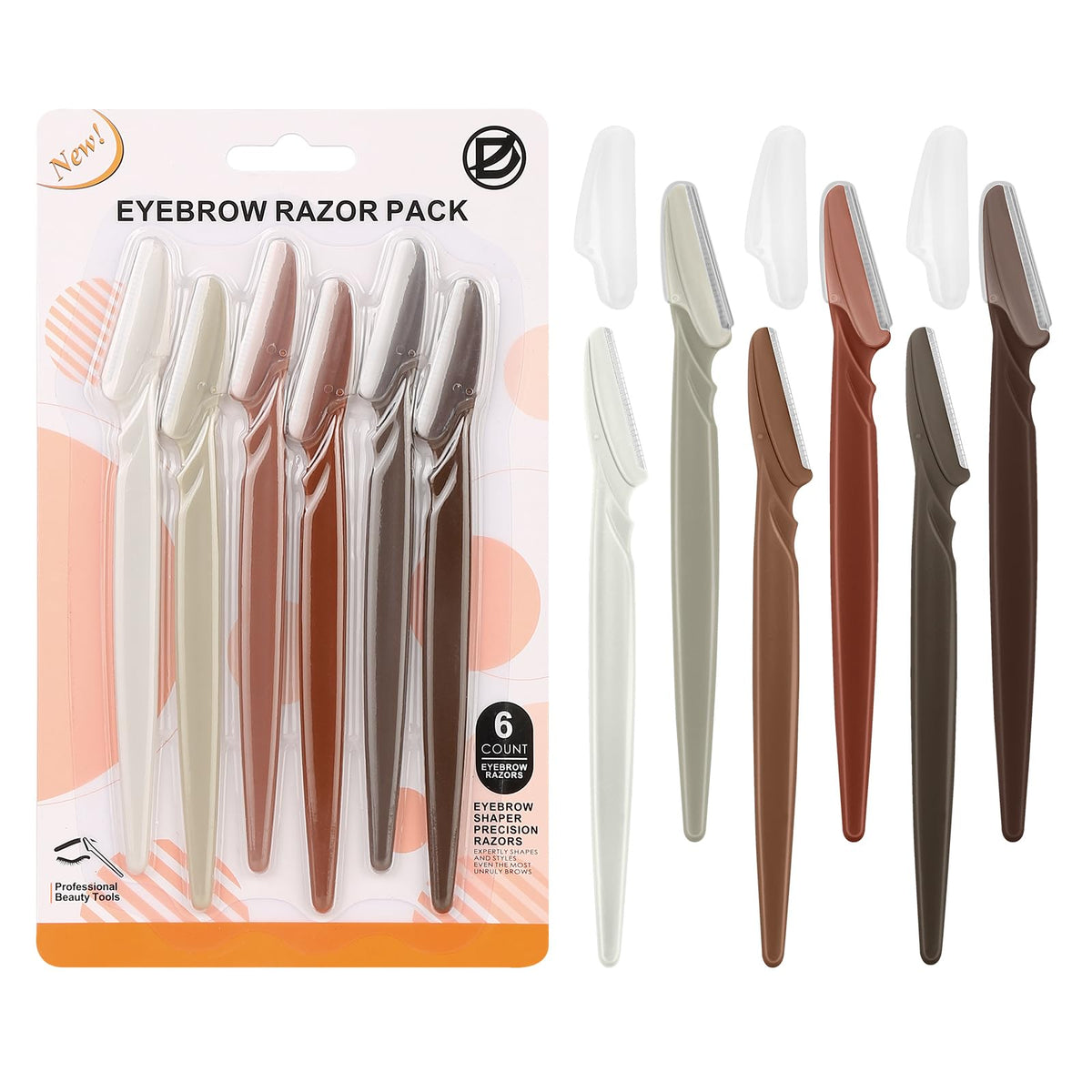 D Dermaplane Razor for Women Face - 6PCS Face Razors for Women - Eyebrow Razor with Precision Cover - Dermaplaning Tool for Face