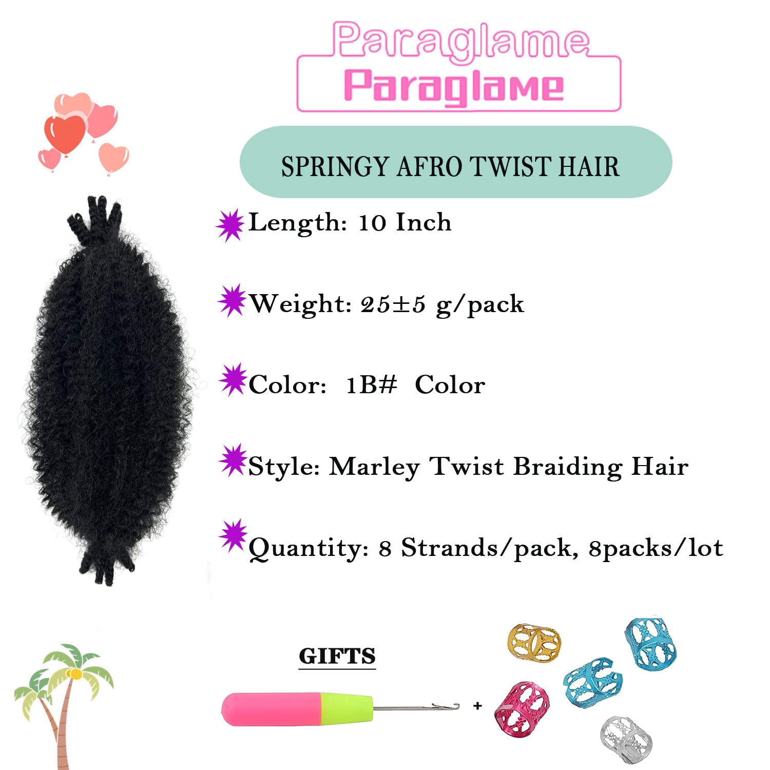 10 Inch Wrapping Hair For Soft Locs,Cuban Twist Hair 8 Packs Pre-Separated Springy Afro Twist Hair Extension For Women Kids, Kin