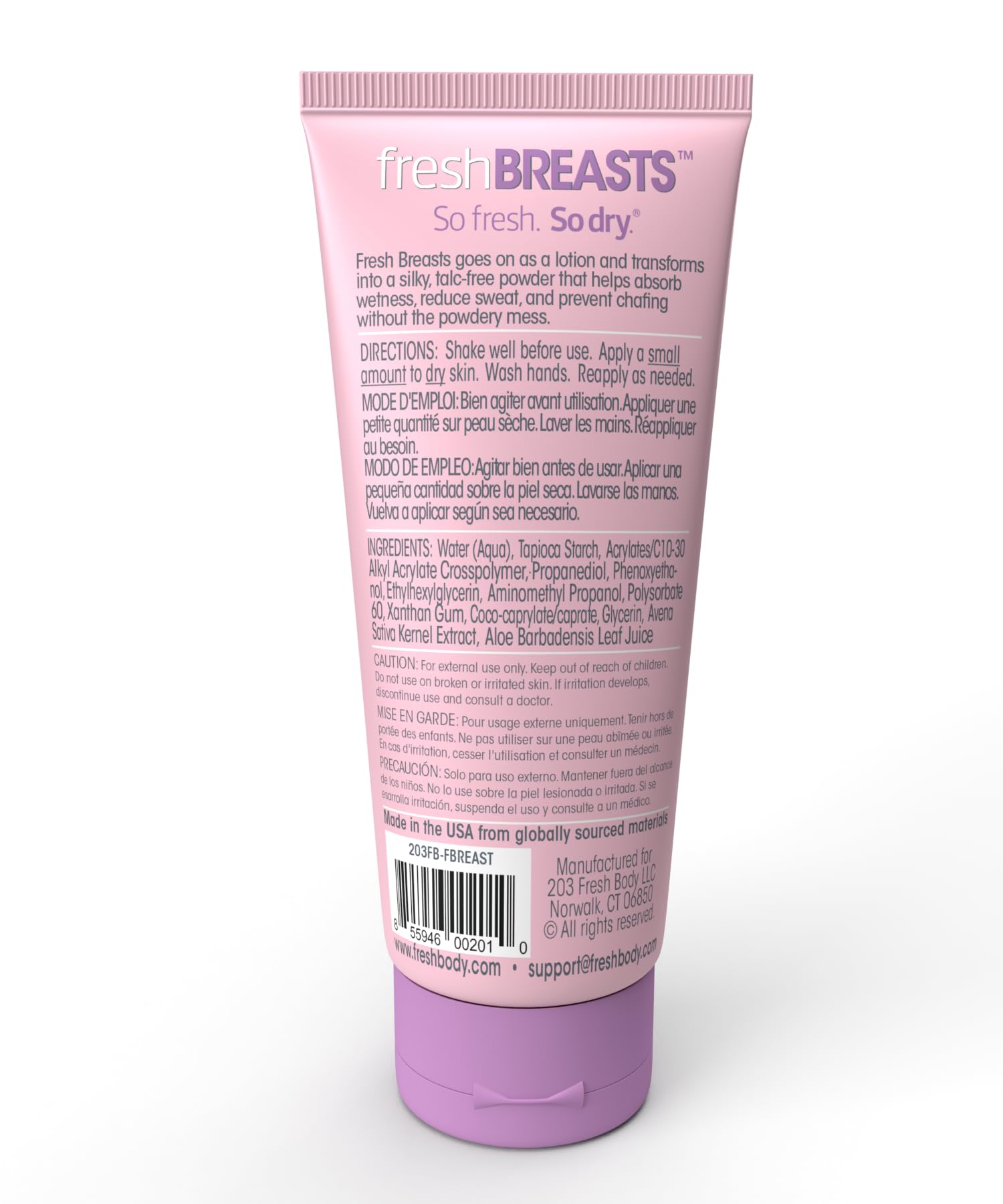 Fresh Breasts Anti Chafing Deodorant Lotion To Powder, 3.4Oz - Anti Chafe Cream Whole Body Deodorant For Women, Inner Thighs & A
