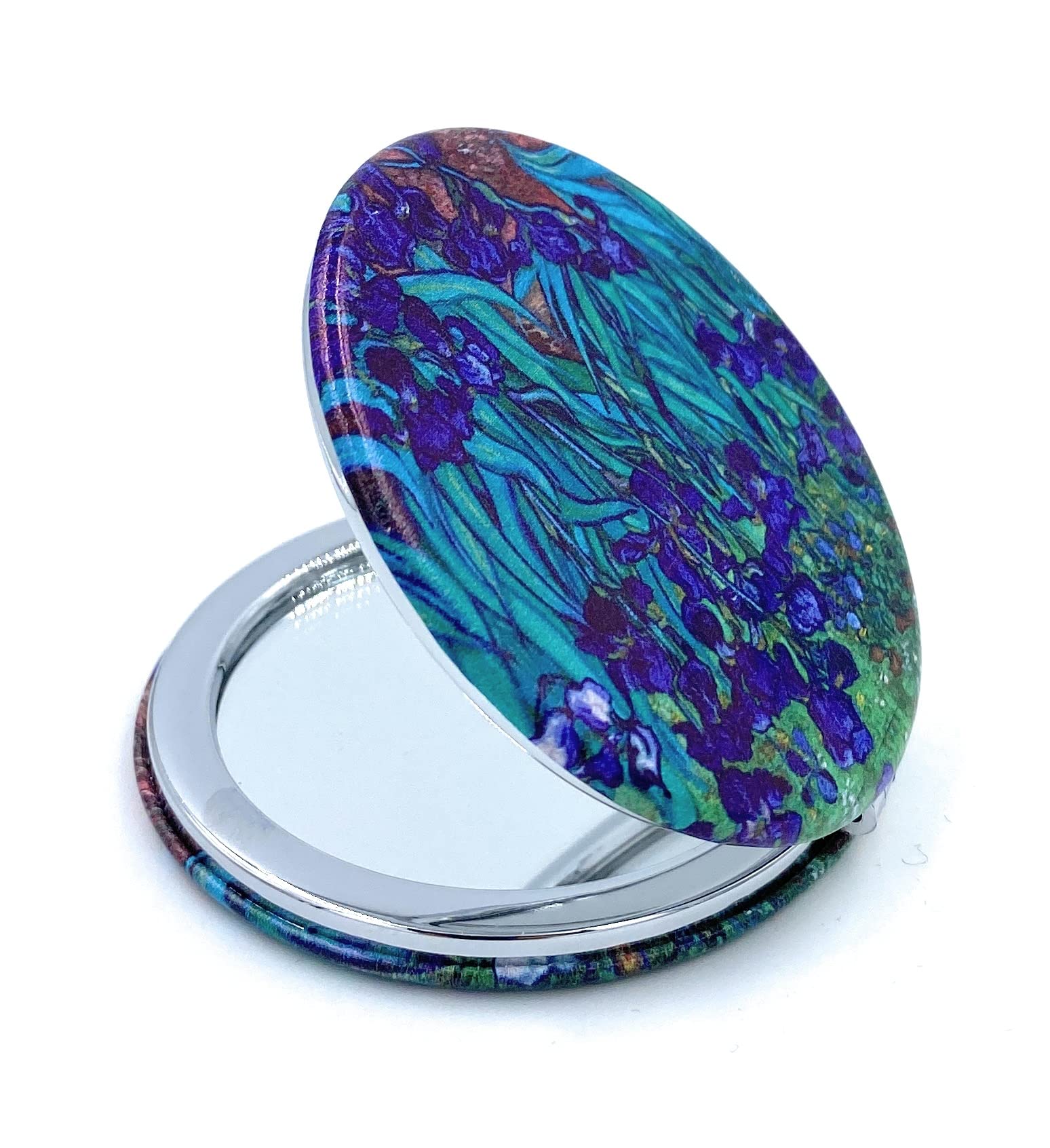 Aeisage Pocket Mirror For Women Small Travel Mirror Magnifying Van Gogh Irises Flower Purse Mirror Compact Unique Gift For Artis