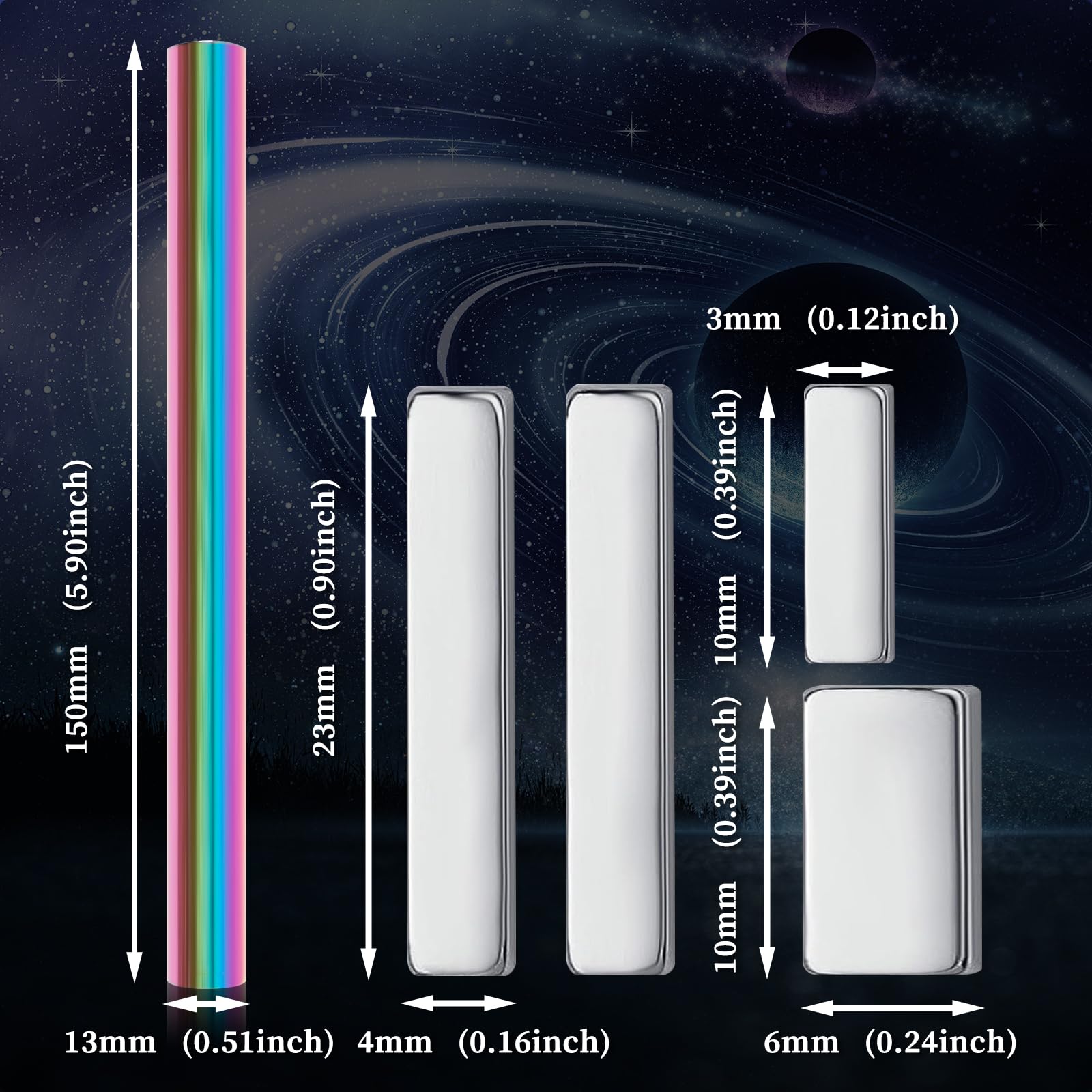 Heemeei Cat Eye Magnet For Nails, 5 Pcs Double Ended Cylindrical Strong Nail Magnet Set, Magnet Stick For 3D Cat Eye Gel Polish,