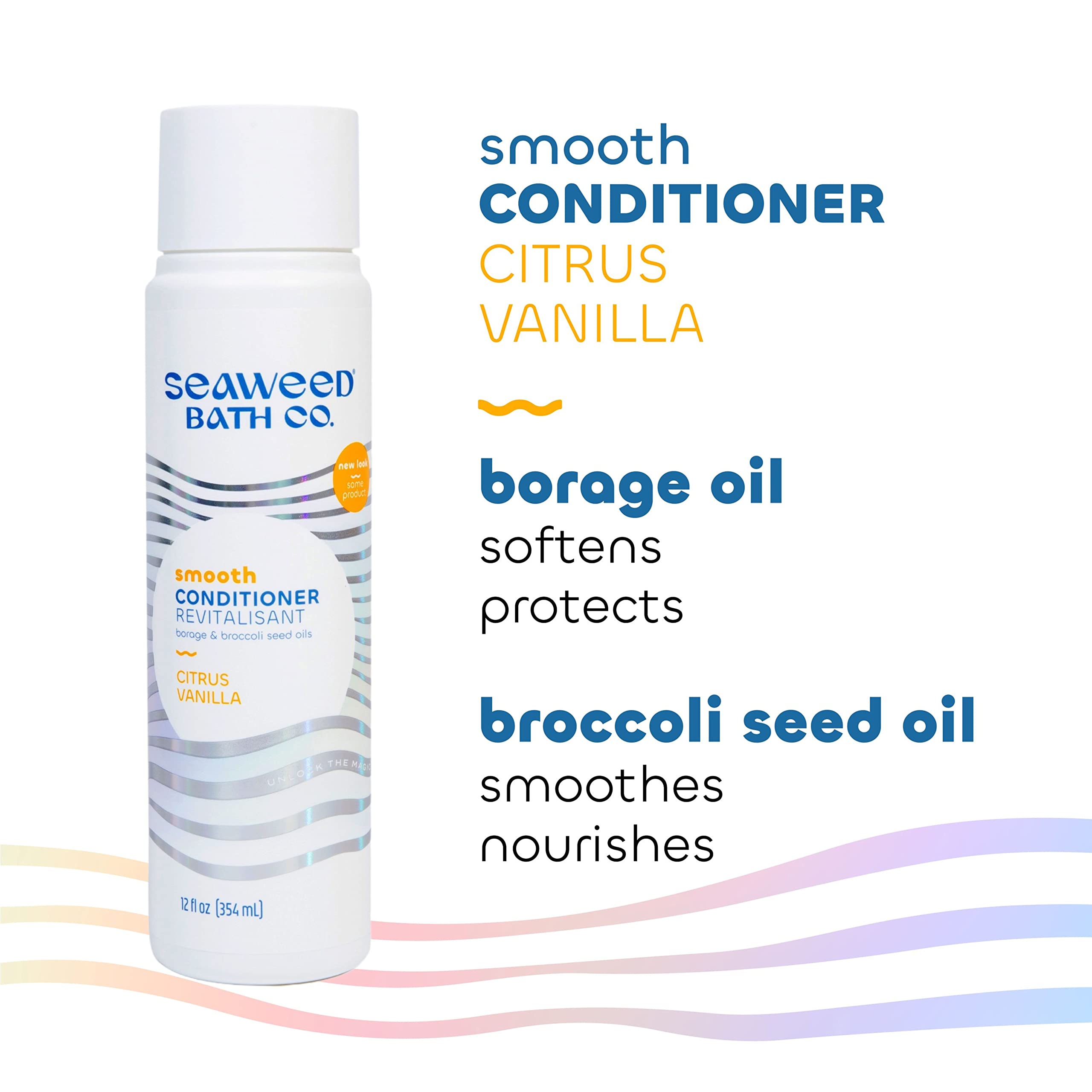 Seaweed Bath Co. Smooth Conditioner, Citrus Vanilla Scent, 12 Ounce, Sustainably Harvested Seaweed, Borage And Broccoli Seed Oil