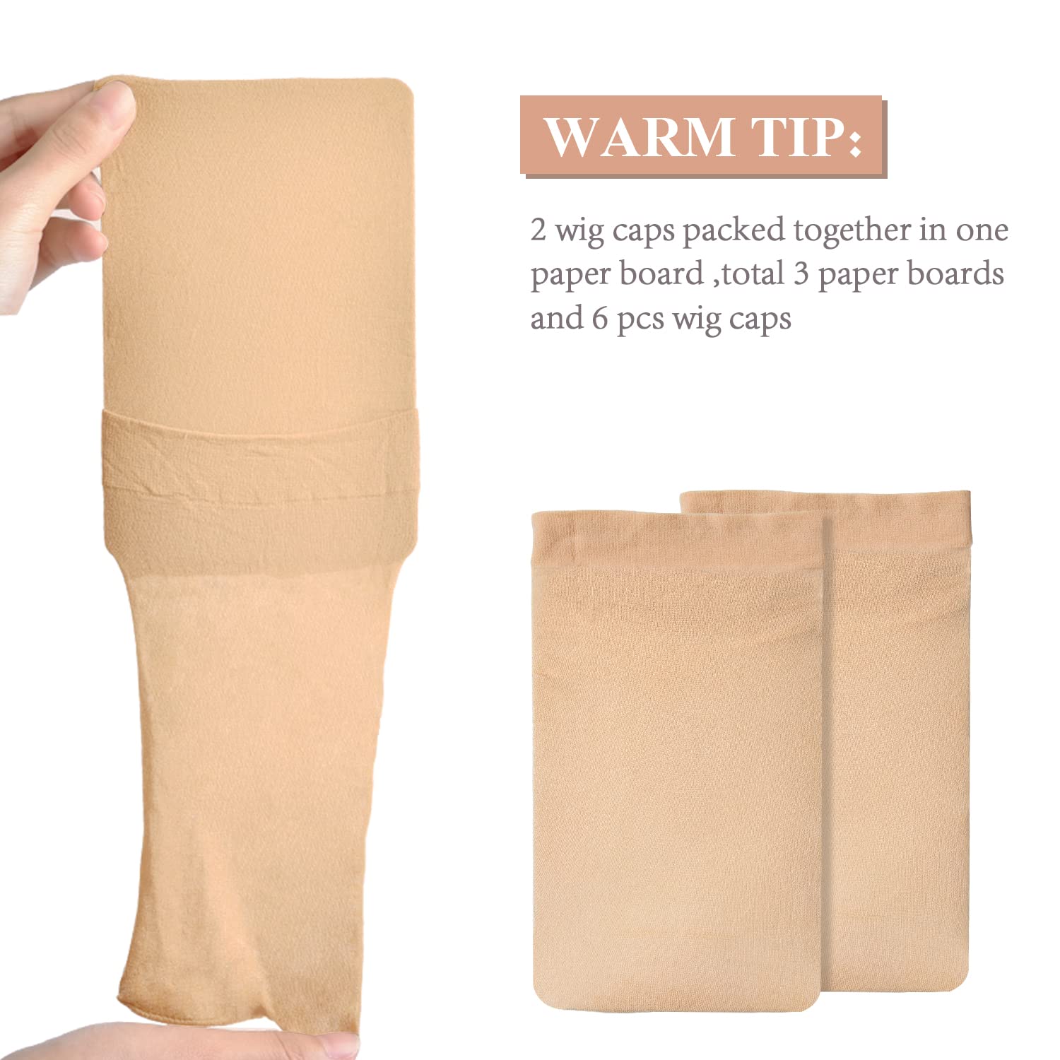 Morgles Wig Cap, 6 Pcs Stretchy Nylon Wig Caps Stocking Wig Caps For Women, Light Brown