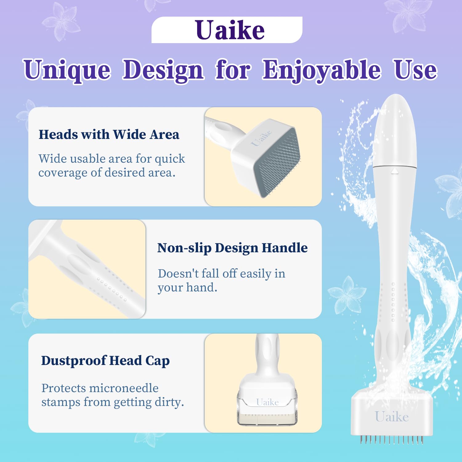 Uaike Microneedling Derma Stamp for Hair, Beard, Scalp & Face, Home Use Microneedle Roller Dermastamp for Women and Men