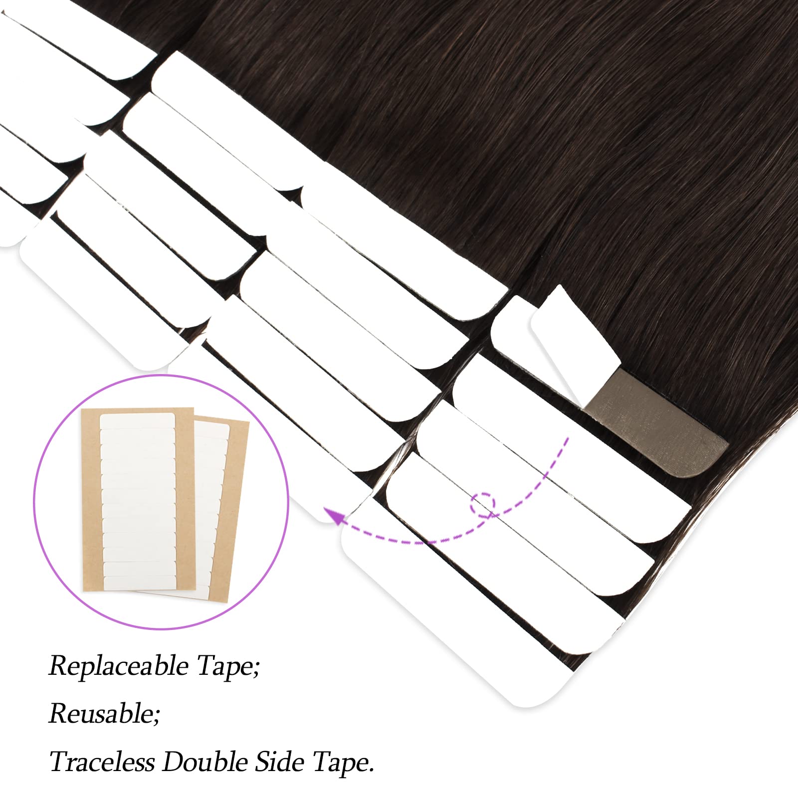 Abh Amazingbeauty Hair Semi-Permanent Tape Attached Real Remi Remy Tape In Hair Extensions Human Hair 50G 20Pcs Invisible Seamle