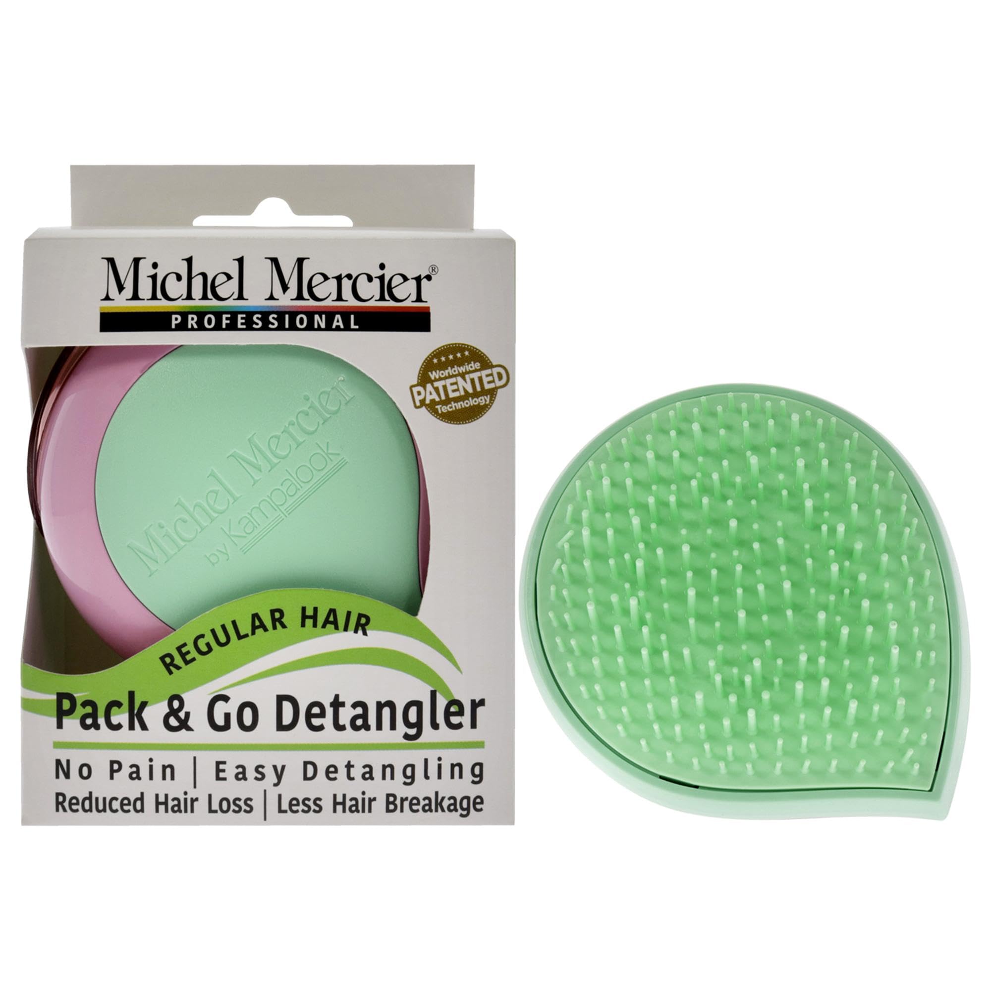Michel Mercier Pack And Go Detangler - Unisex Detangling Hair Brush - Mini Portable Travel Size, Compact Brush - Regular Hair -