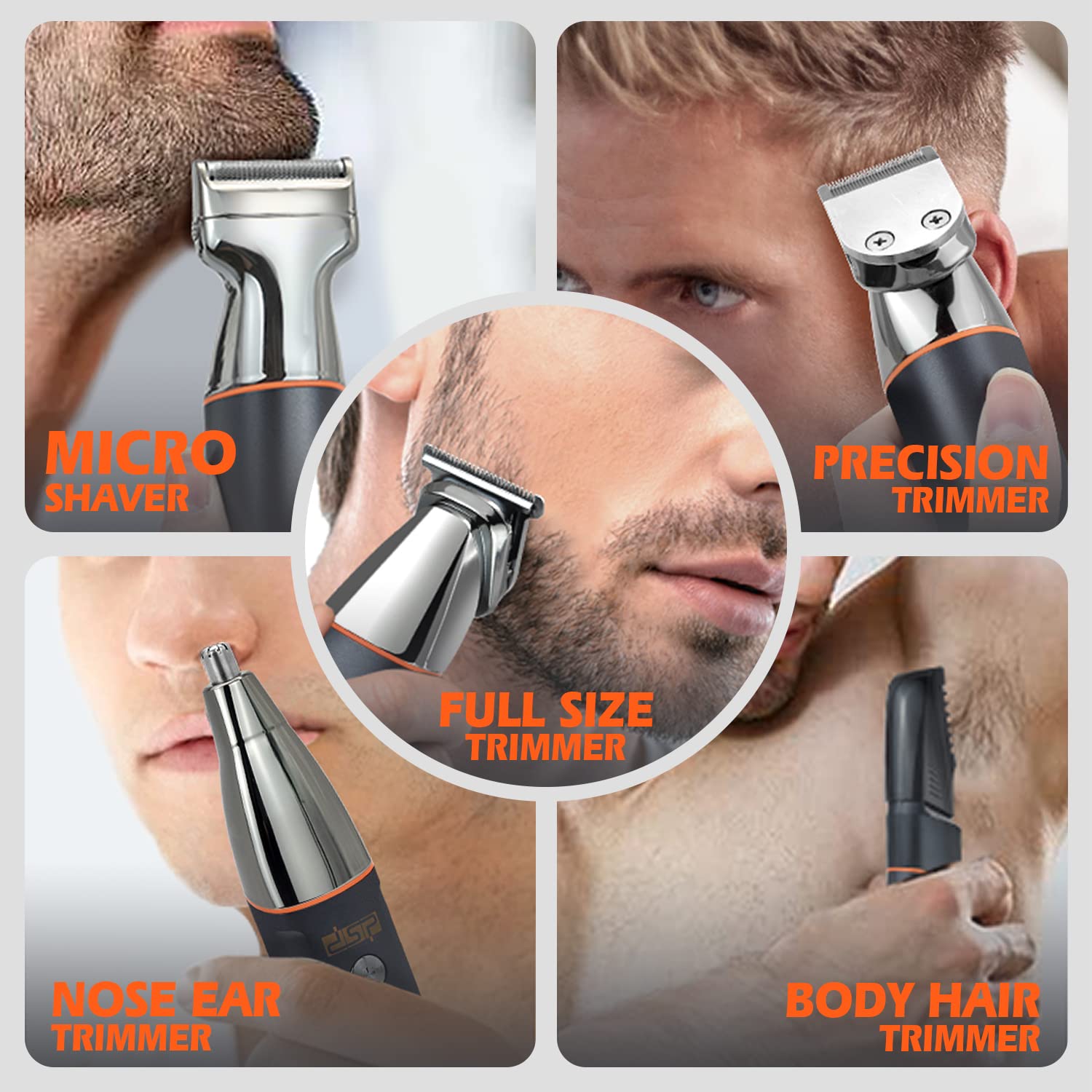 Dsp Beard Trimmer Rechargeable Body Grooming Sets Facial Hair Shaver For Nose Ear Public Hair Cutting Machine Ipx7 Waterproof