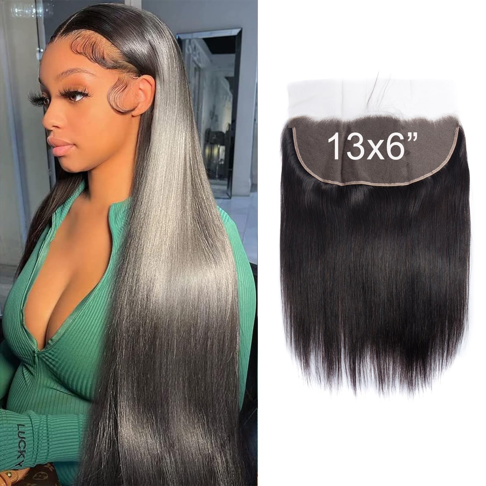 Lemoda 13x6 Frontal 22 Inch Straight HD Transparent Lace Frontals 12A Brazilian Virgin Human Hair Lace Frontal Closure Natural B
