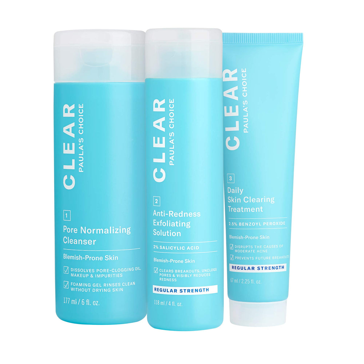 Paulas Choice Blemish Control, Clear Extra Strength Acne Travel Kit, 2% Salicylic Acid & 5% Benzoyl Peroxide For Severe Acne, Re