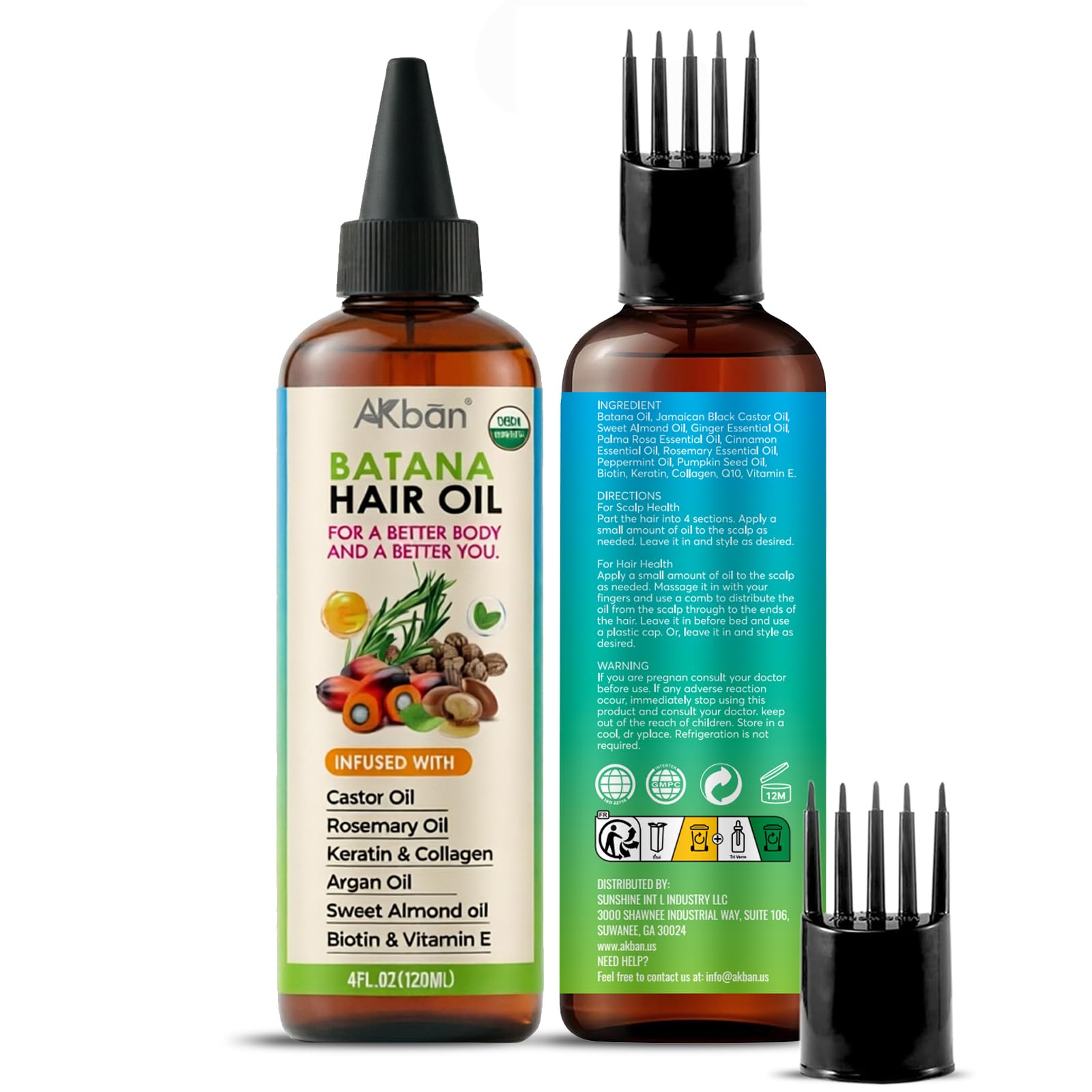 AKBAN Blend of Pure Batana Oil for Hair Growth With Castor, Rosemary, Infused With Biotin, Keratin & Vitamin E, Blend of Effecti