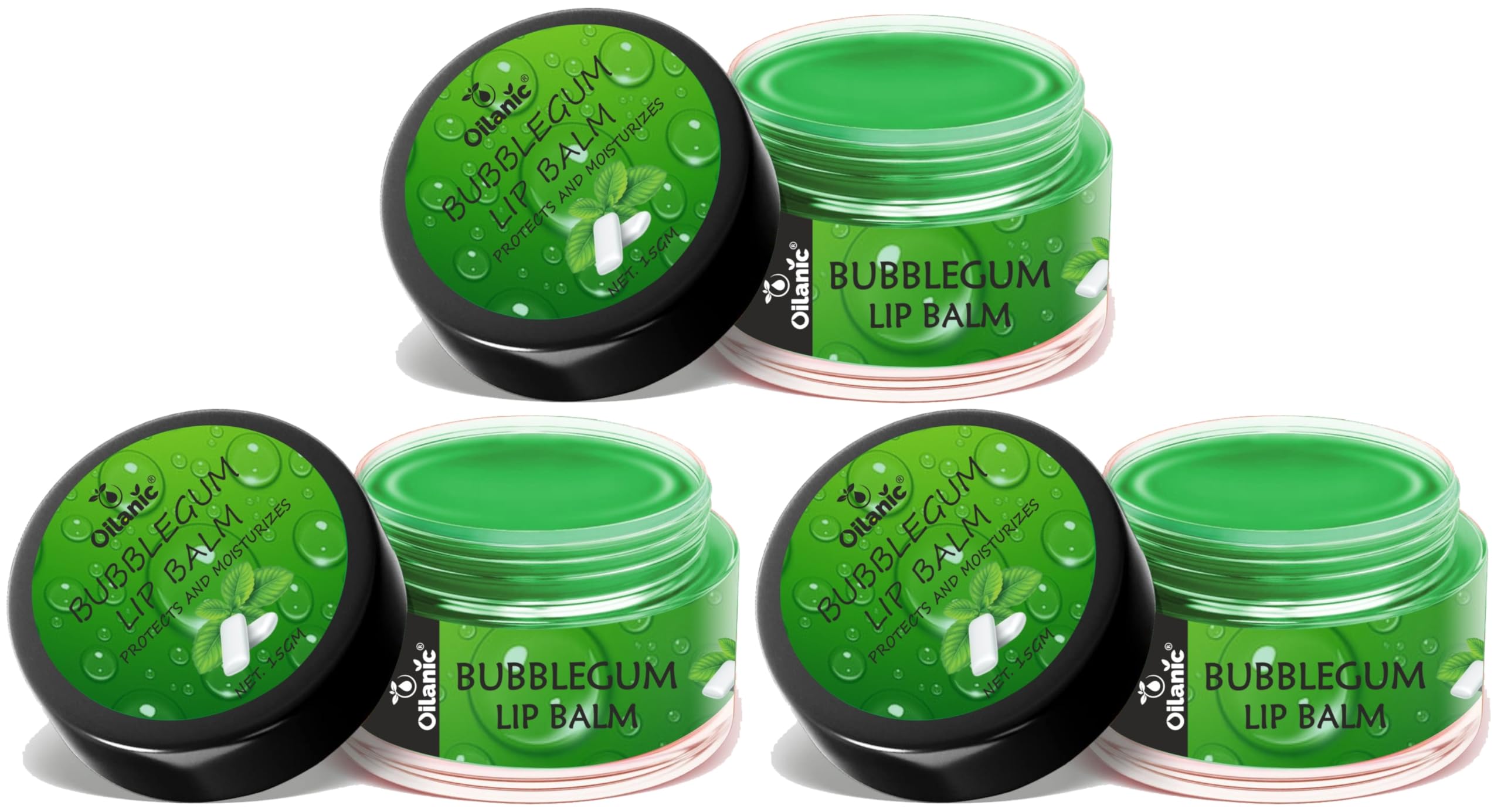 Oilanic Bubblegum Lip Balm For Soft And Nourished Lips (Pack Of 3, Each 15 Gram)|Deep Moisturizing Lip Care With Refreshing Bubb