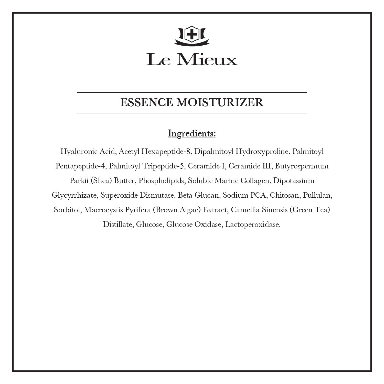 Le Mieux Essence Moisturizer - Peptide-Infused Facial Anti Aging Emulsion with Marine Collagen, Hexapeptide-8 & Hyaluronic Acid