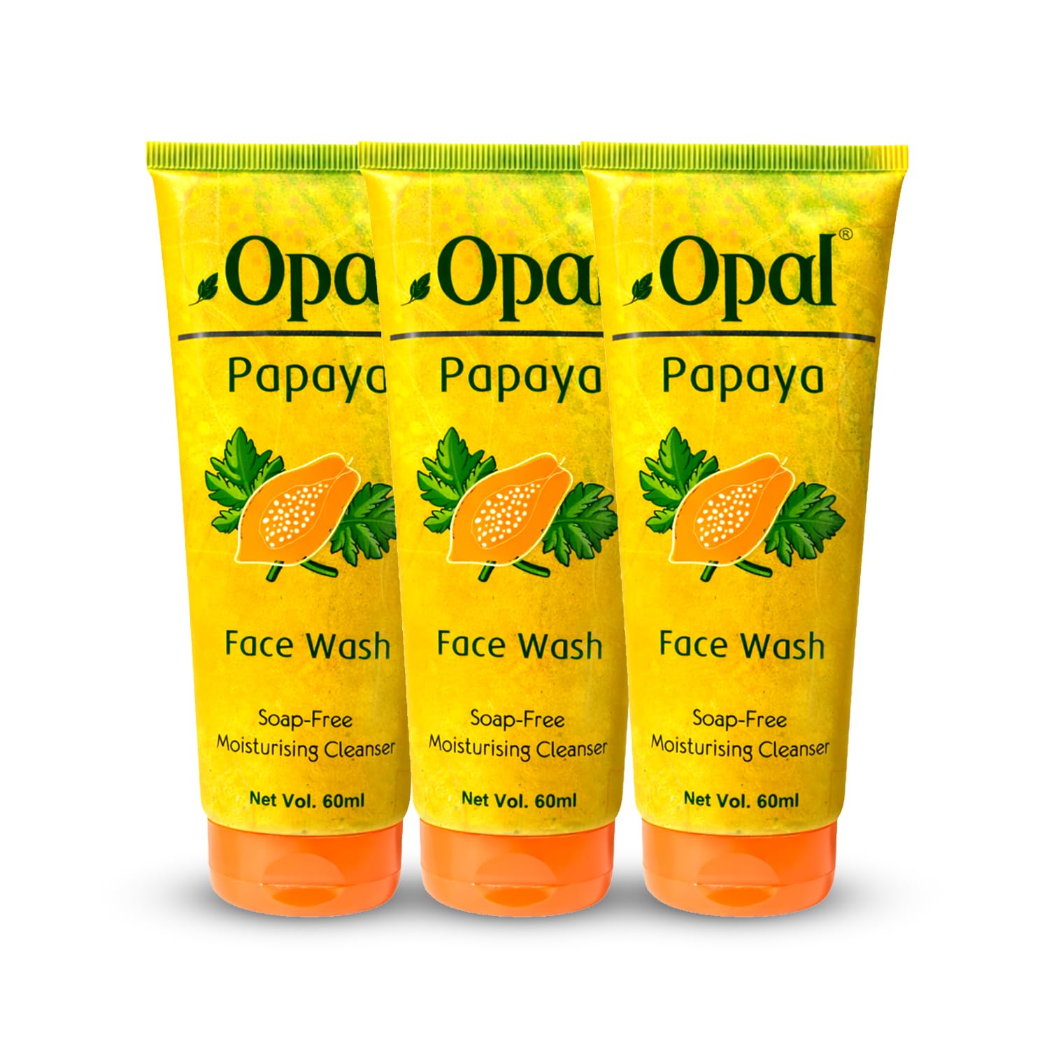Opal Papaya Face Wash For Men & Women Combo(3 X 60Ml)| Brightening & Tan Removal SoapFree Hydrating Gel Gentle Cleanser & Oil C