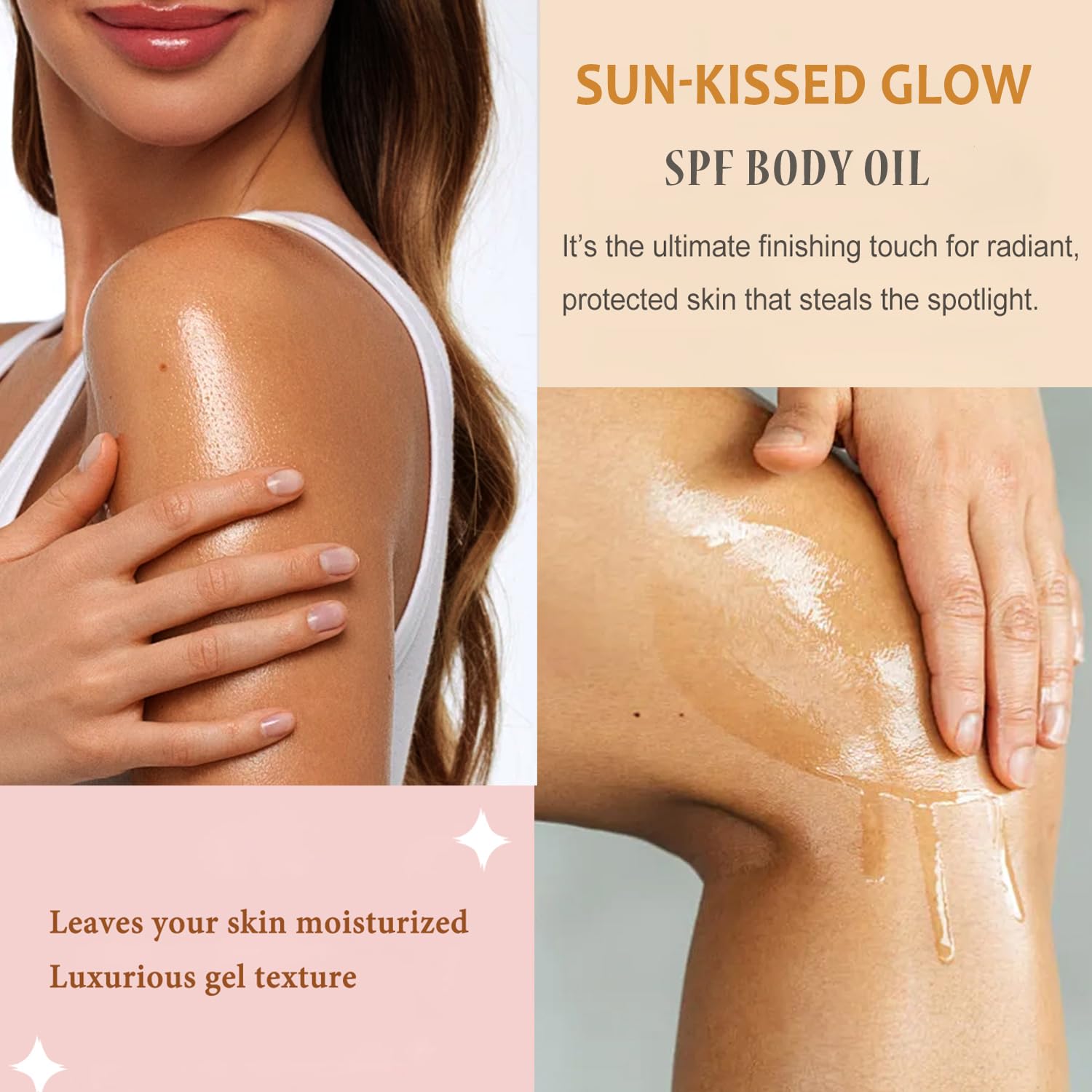 firstfly Sunscreen Body Oil SPF45 Body Moisturizer Oil Serum with Coconut Oil for Dry Skin Nourishing Glowing Skin Care Body Shi