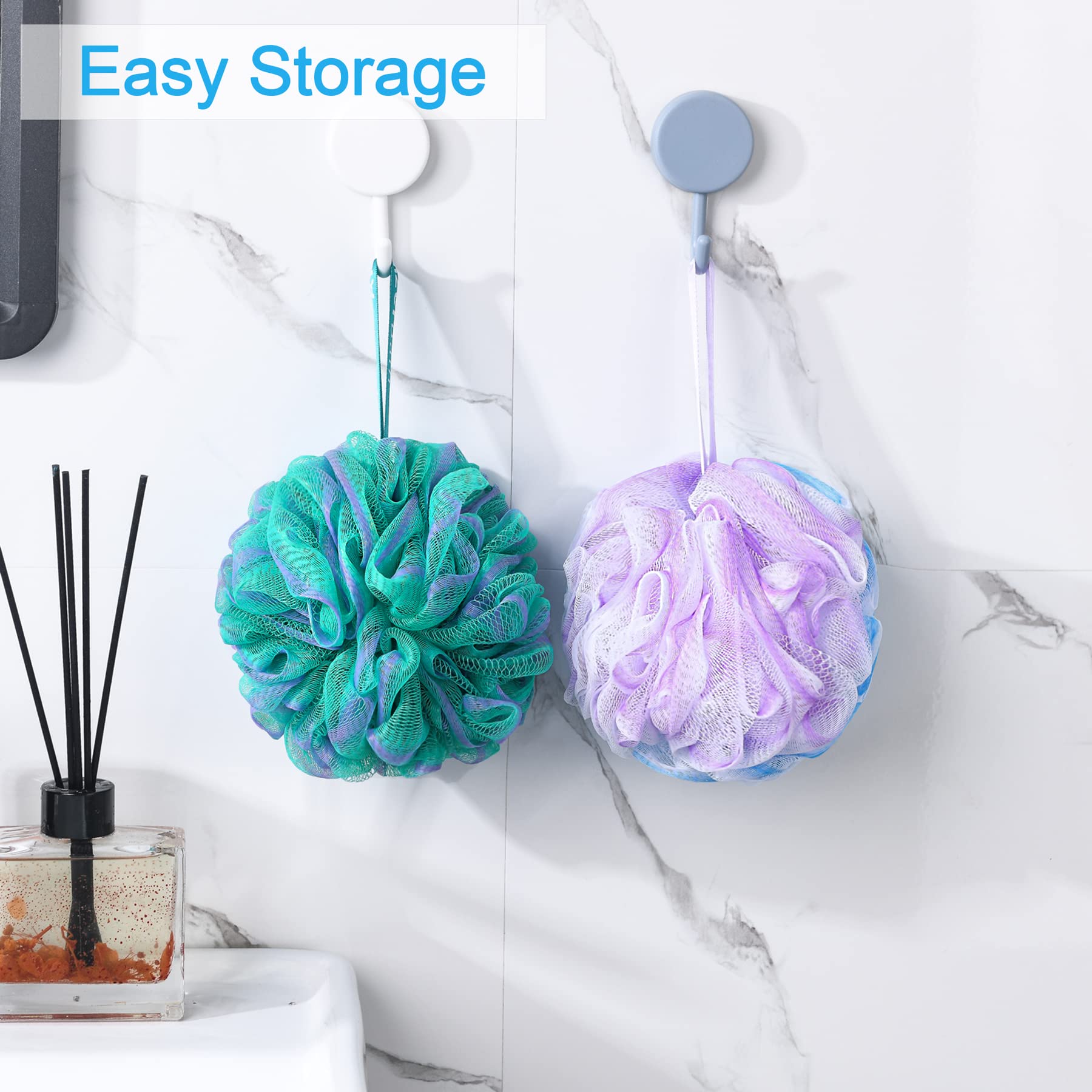 Amazerbath Loofah Sponge 75G/Piece, Exfoliating Bath Sponge Body Scrubber - Loofa Set Of 4 Flower Color (Large, Green-Purple)