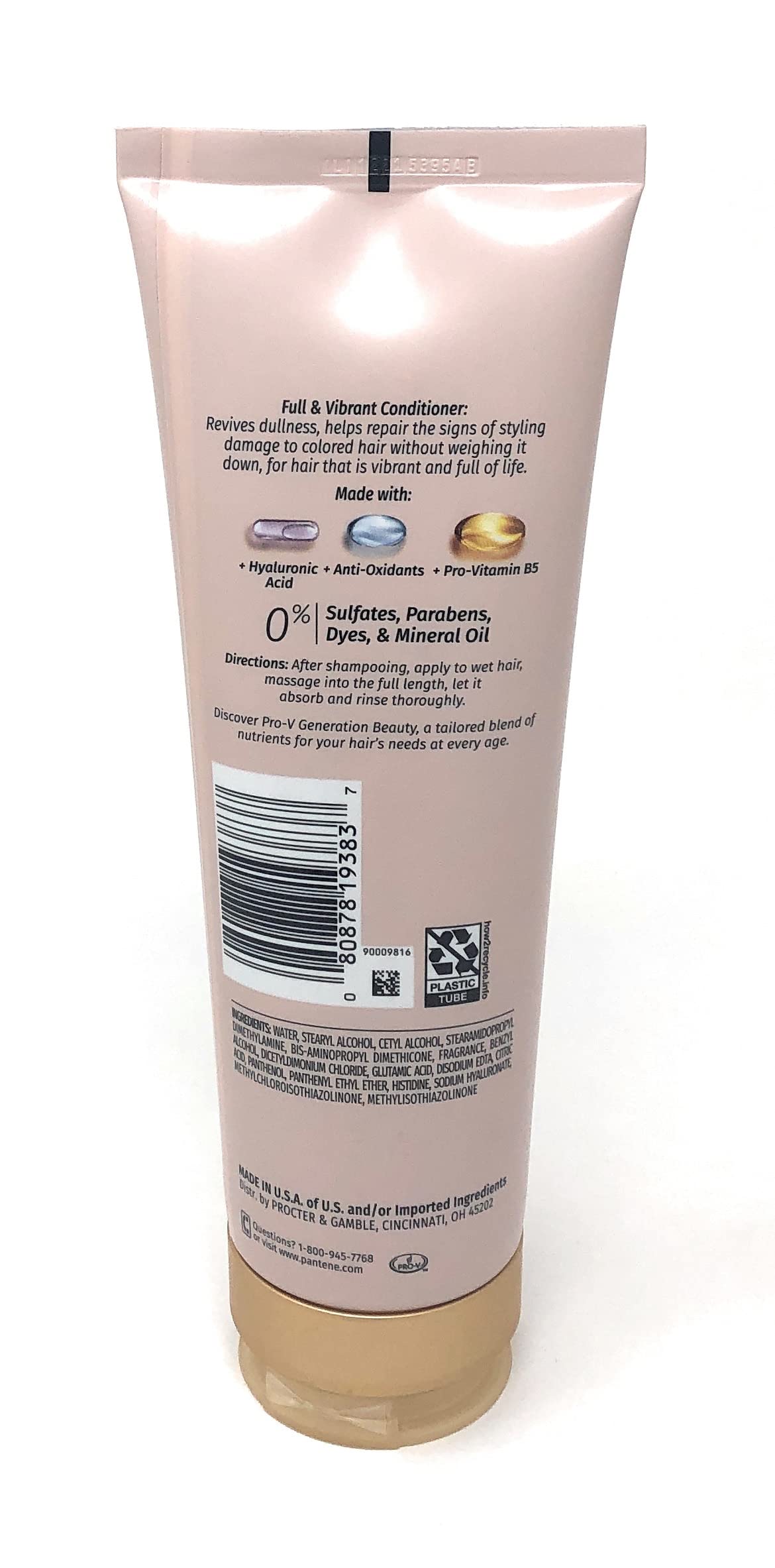 Pantene Pro-V Generation Beauty Full & Vibrant Sulfate Free Conditioner with Hyaluronic Acid for Fine or Thin & Colored Hair, 8