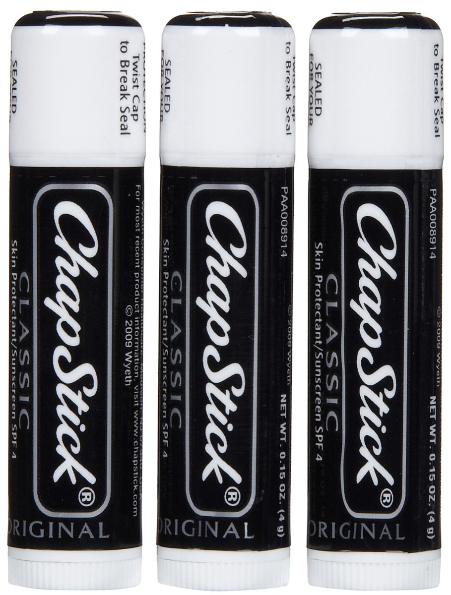 ChapStick Classic, Skin Protectant Flavored Lip Balm Tube, 3 Count (Pack of 1)