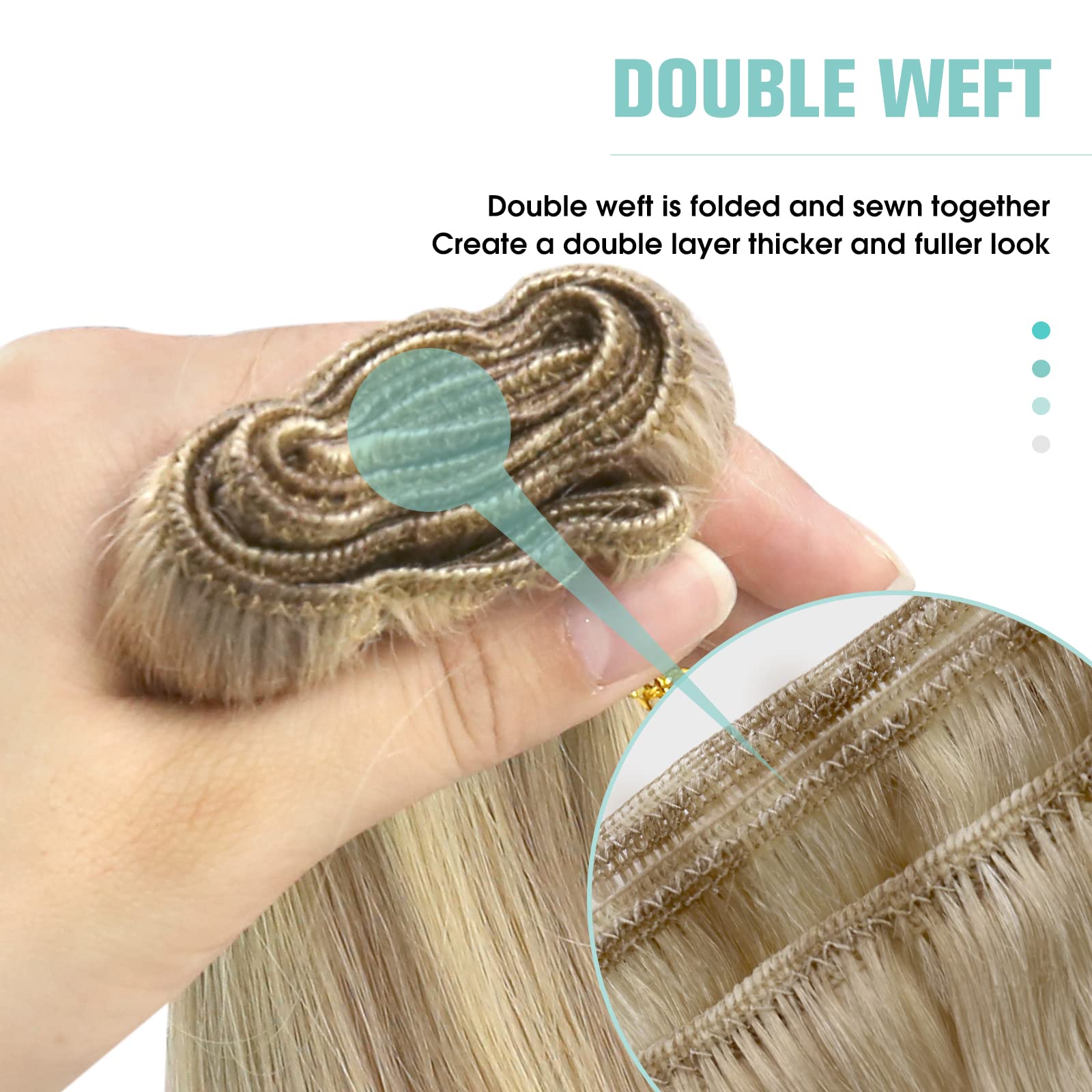 Youngsee Weft Hair Extensions Highlight Weft Hair Extensions Human Hair Dark Ash Blonde Highlighted Light Blonde Sew In Hair Ext