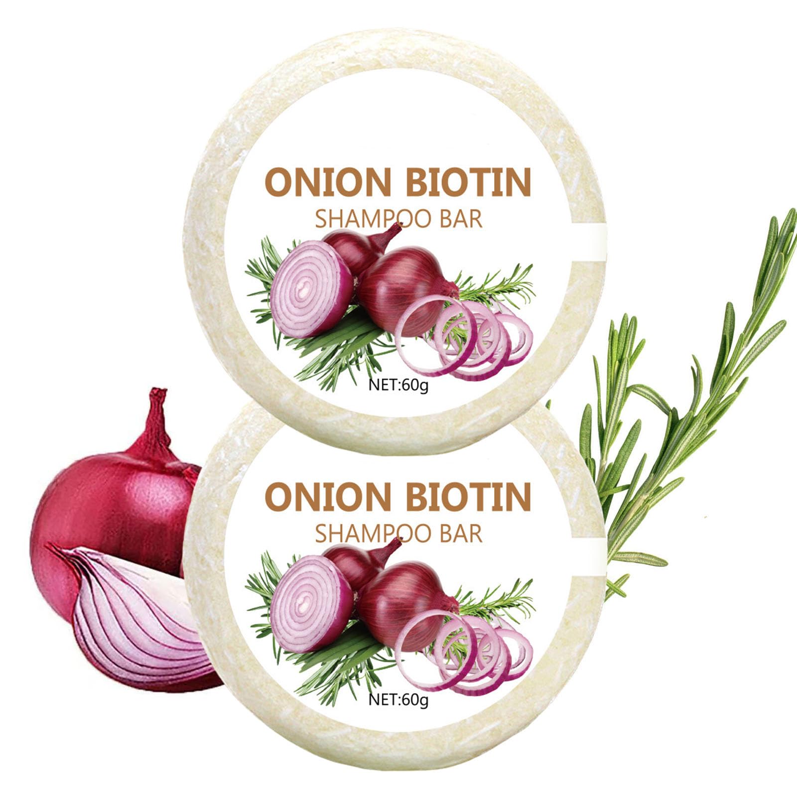 Yniquet 2 Pack Onion Shampoo Bar for Hair Growth, Onion and Rosemary Shampoo Bar for Hair Loss, Thinning Hair, Dry Damaged Hair,