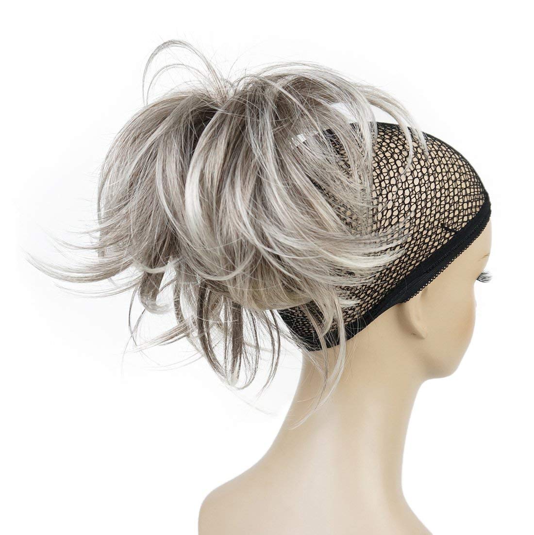 Lydell Adjustable Messy Style Ponytail Hair Extension Synthetic Hair-Piece with Jaw Claw Amzing Shape For You #48T Light Gray wi