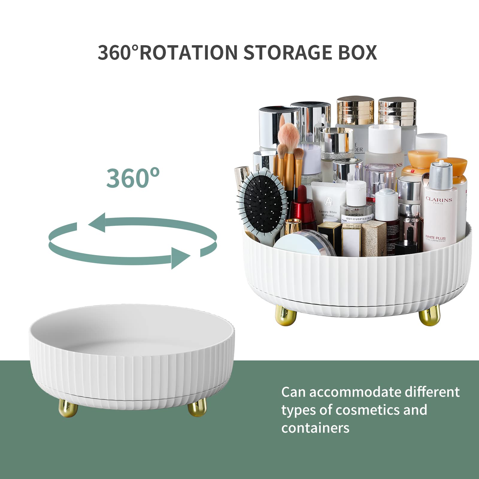 Funest Makeup Perfume Organizer, 360 Degree Rotating Lazy Susan Cosmetic Desk Storage Lotions Display Case Round Gift Tray With