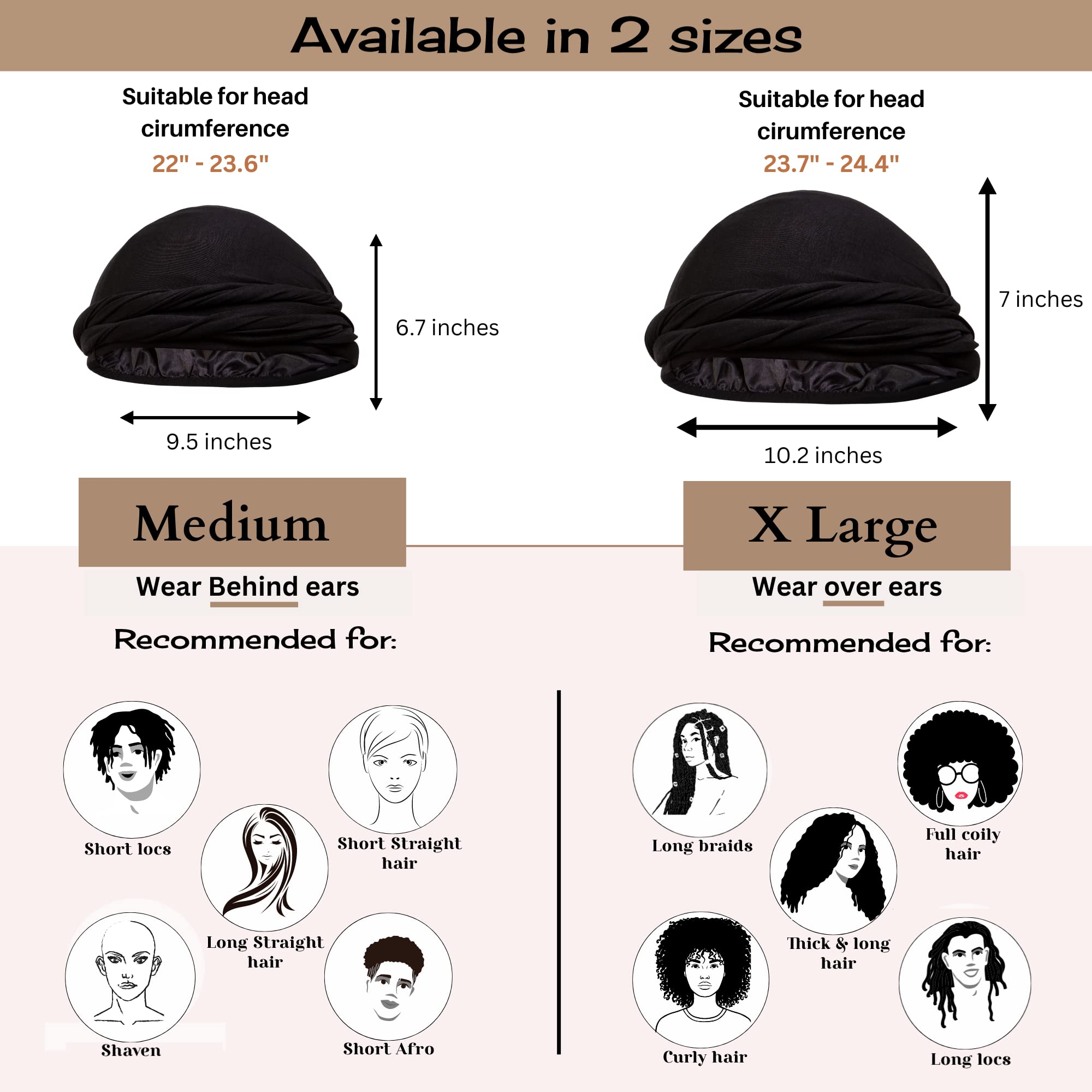 Caplord Turban For Men Silk Satin Lined Head Wrap Pre-Tied Skull Cap For Men And Women Sleeping Bonnet Hair Cover Chemo Hair Los