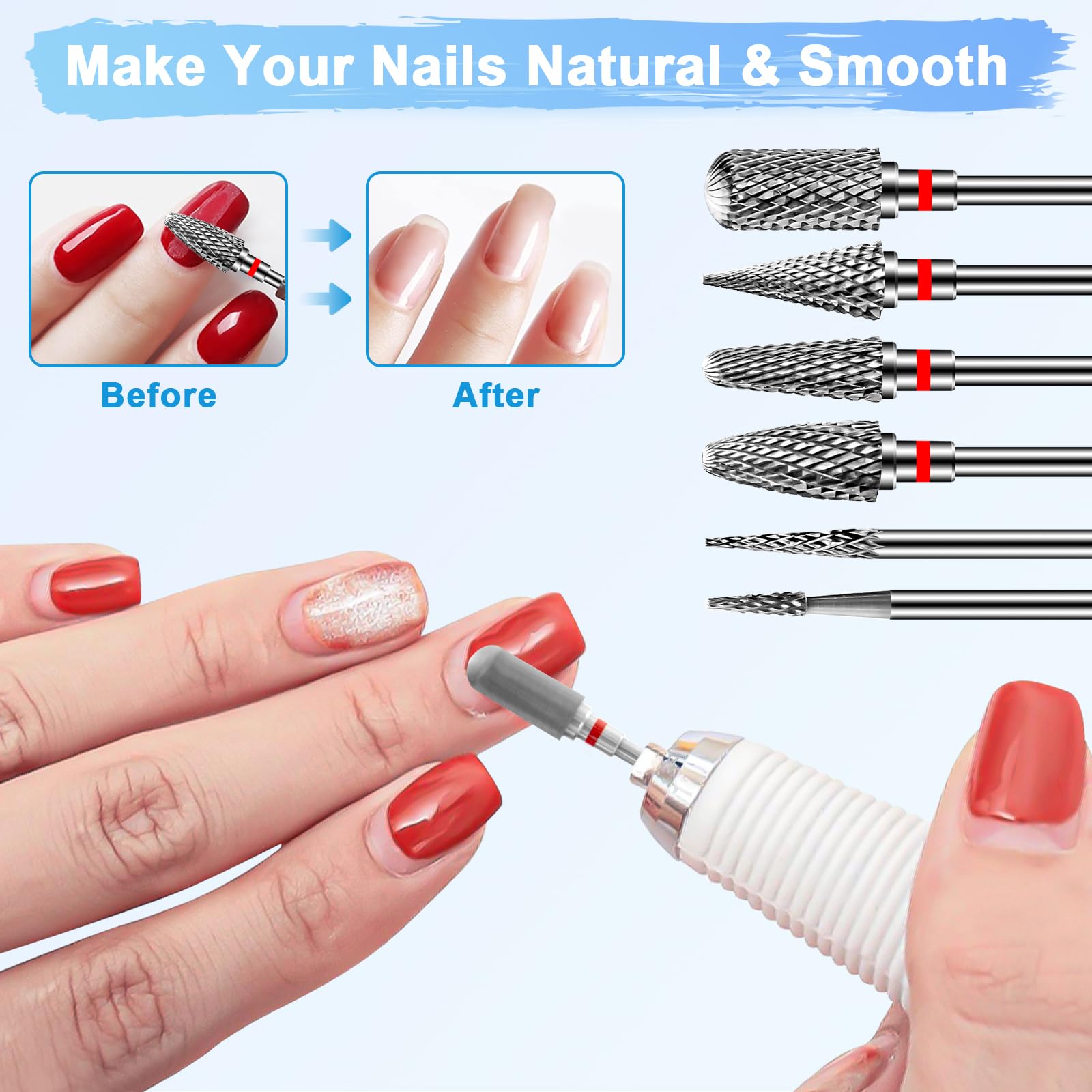 Diesisa 6 Pack Nail Drill Bits For Acrylic Nails, 3/32'''' Shank Drill Bits For Nails, Professional Electric Cuticle Bit For Nai