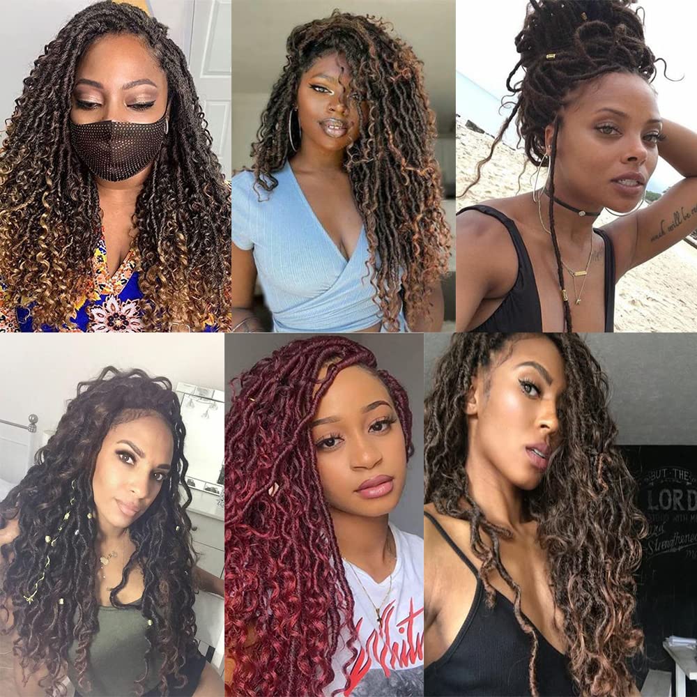 6 Packs Curly Faux Locs Crochet Hair Bohemian Locs Crochet Hair 14 Inch New Goddess Locs Crochet Hair Boho Hippie Locs Synthetic