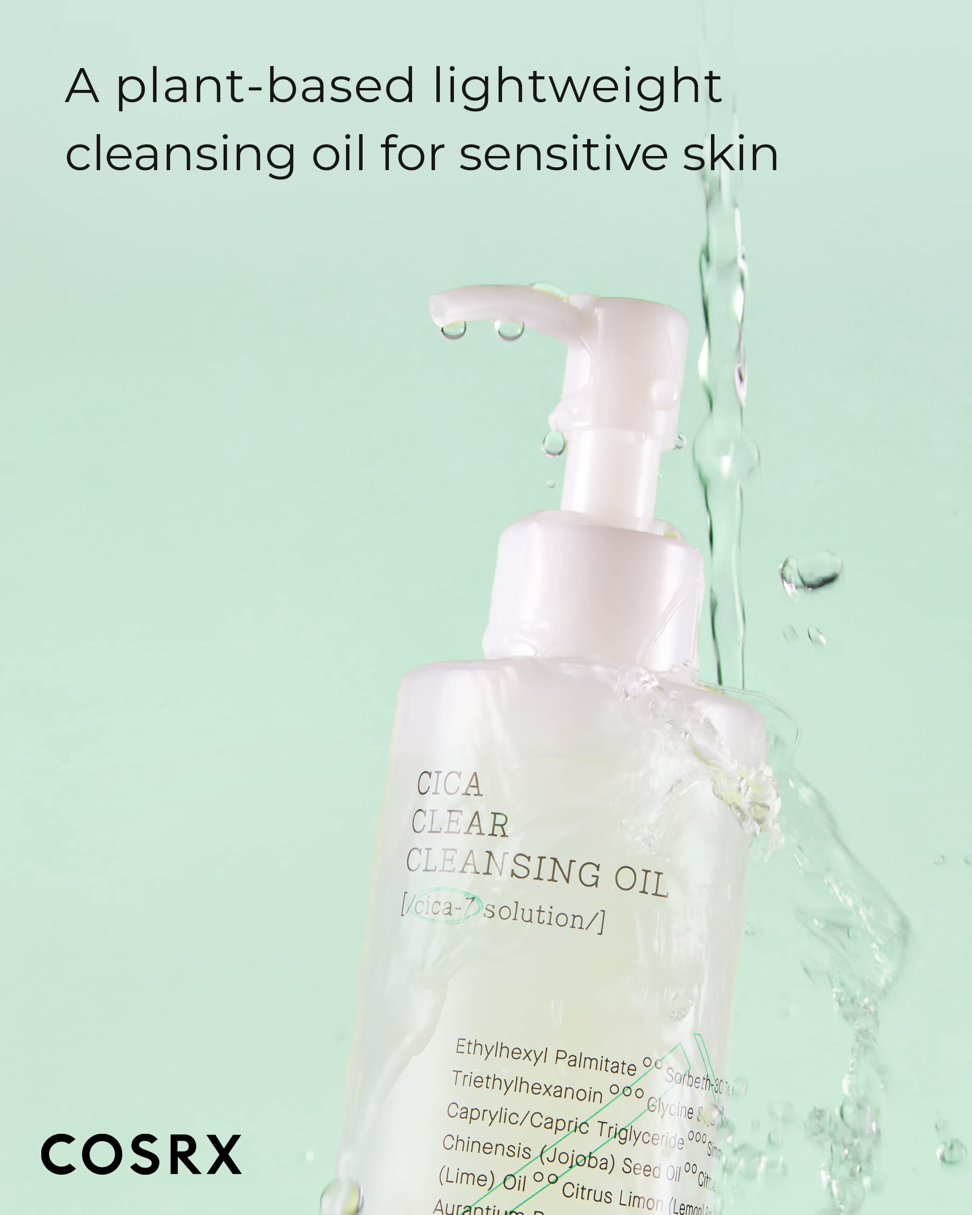 COSRX Pure Fit Cica Cleansing Oil, 6.76 fl. oz / 200ml | Light Weight Oil Purifying Centella for Sensitive Skin | CICA-7 Complex
