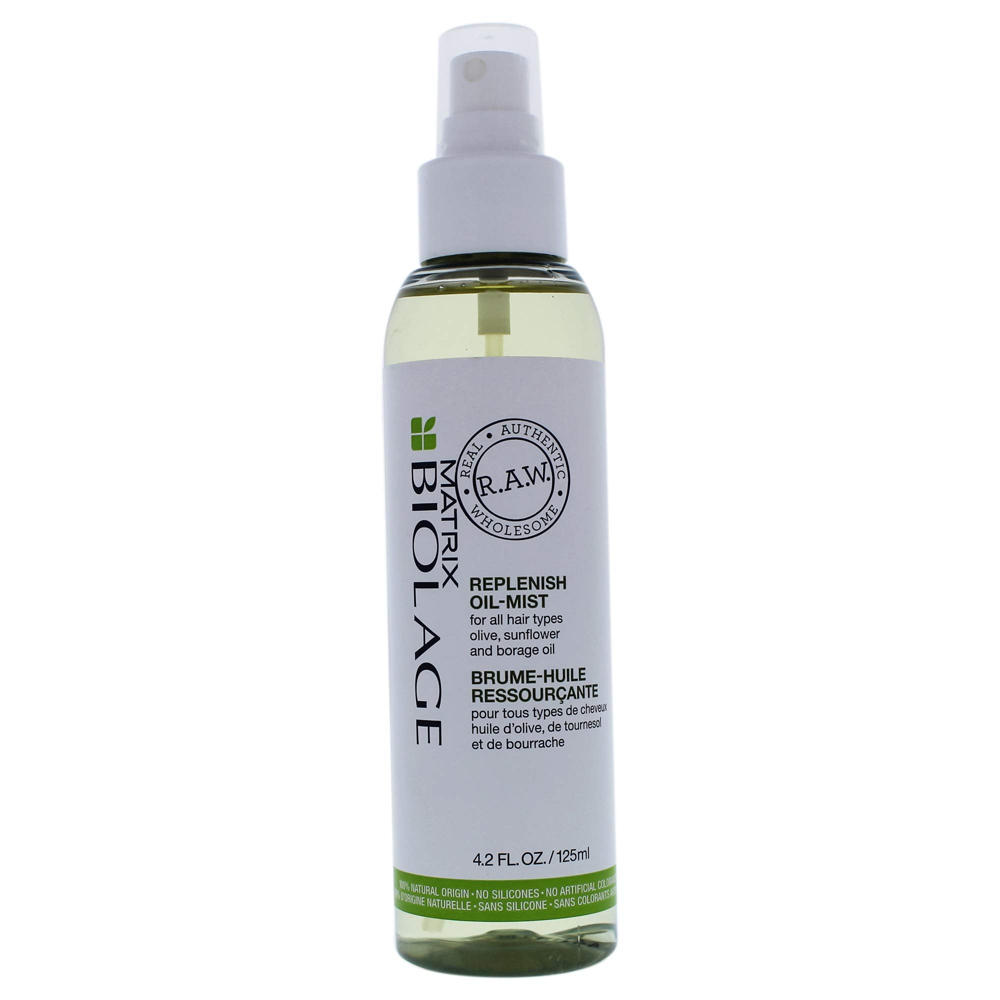 Biolage R.A.W. Replenish Oil-Mist | Pre-Shampoo Treatment Smoothes & Conditions Hair | With Olive, Sunflower & Borage Oil | Sili