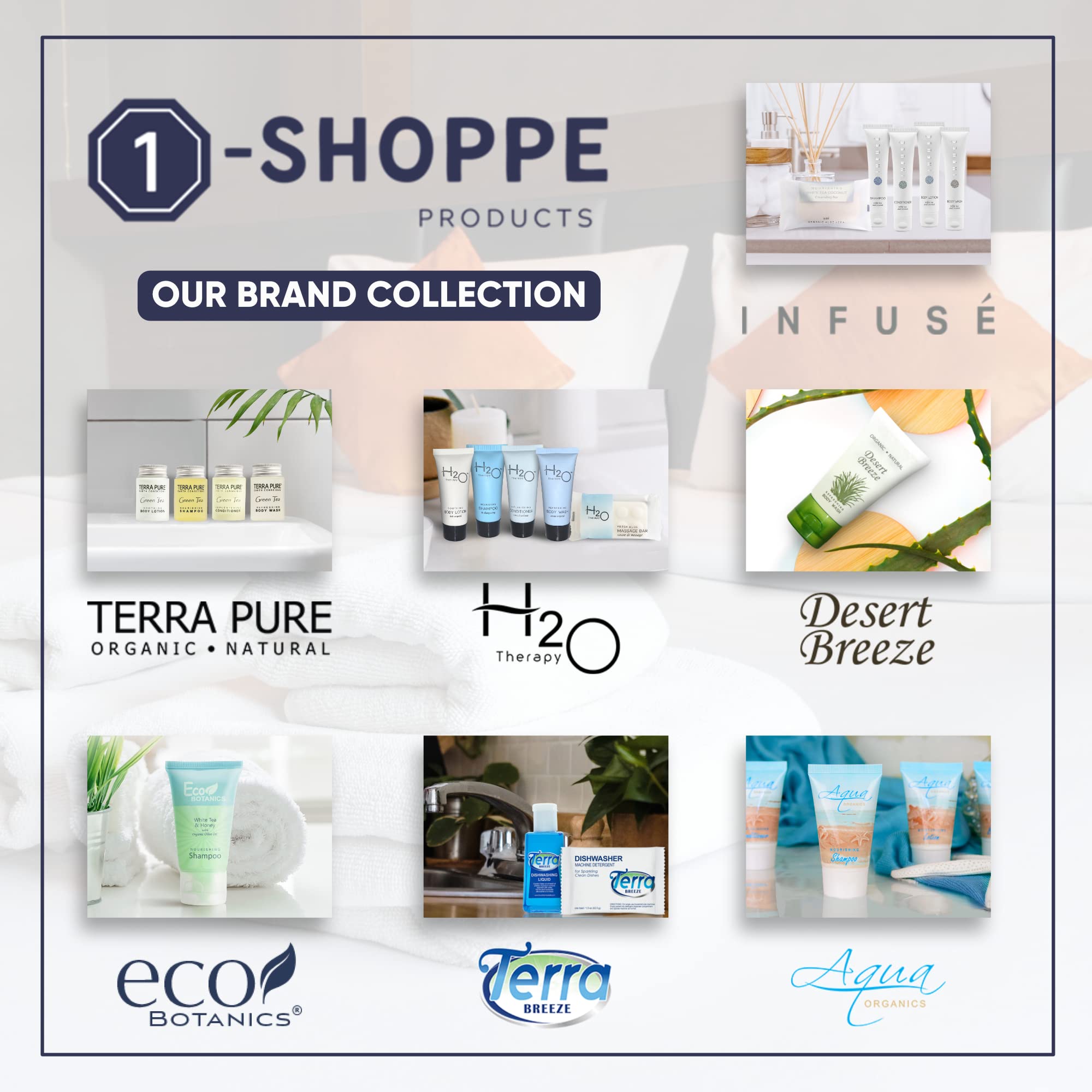 H2O Therapy Hotel Soaps And Toiletries Bulk Set  1-Shoppe All-In-Kit Amenities For Hotels & Airbnb  .85Oz Hotel Shampoo & Condit