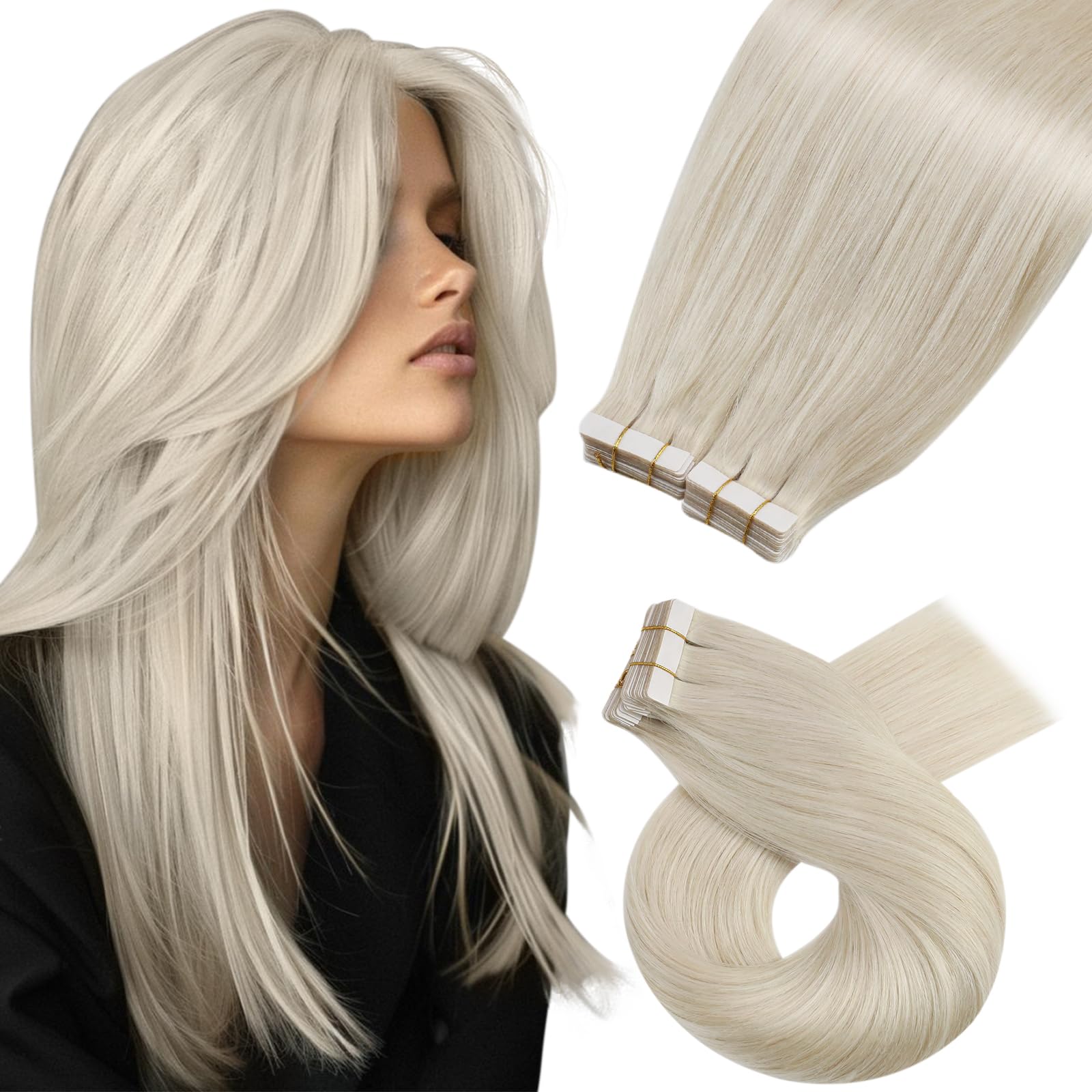 Moresoo 40 Pieces Blonde Tape In Hair Extensions Human Hair 12 Inch Short Straight Tape In Extensions For Women 60G Fashion Real
