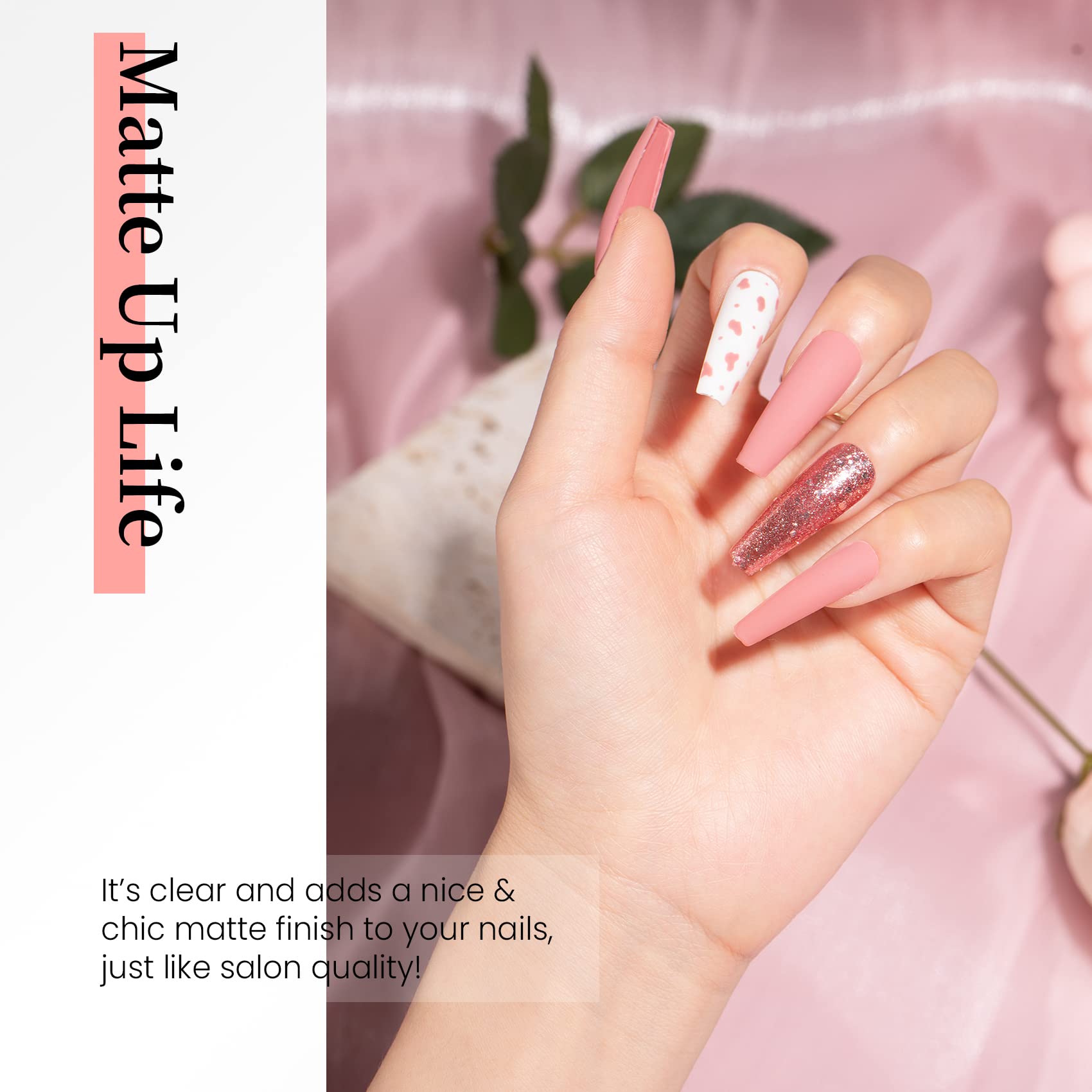 Maychao Matte Gel Top Coat, 15Ml Gel No Wipe Matte Top Coat Soak Off Nail Lamp Gel Nail Polish Matte Finish Long Lasting For Hom