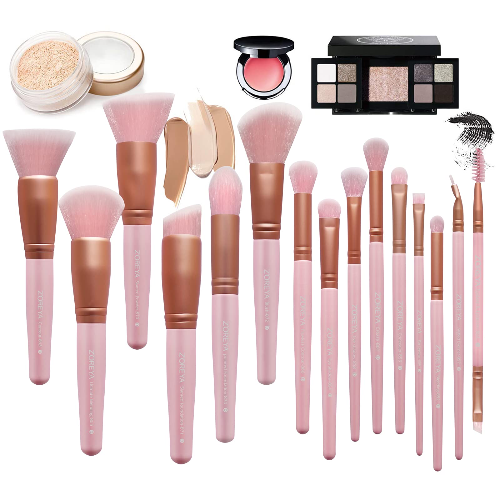 Z'Oreya Makeup Brushes 15Pcs Makeup Brush Set Premium Synthetic Kabuki Brush Cosmetics Foundation Concealers Powder Blush Blendi