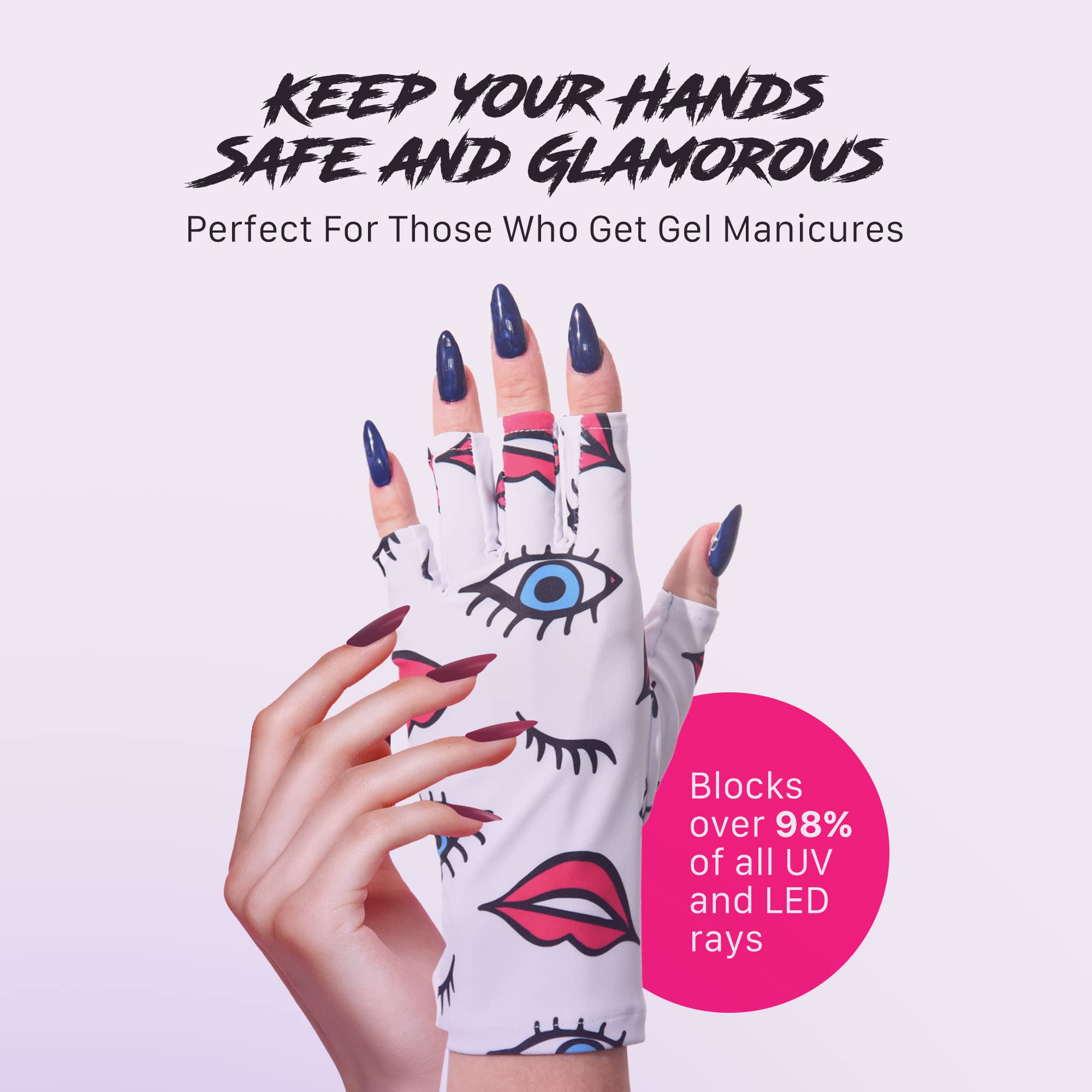 ManiGlovz - Original UPF 50+ UV Light Protective Nail Gloves | Gel & Anti UV Fingerless Gloves for Women | Sun Protection for Dr