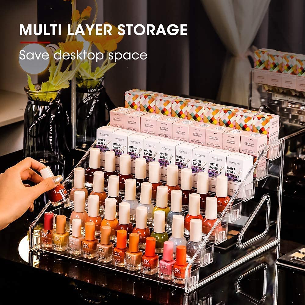 YIEZI Nail Polish Organizer 84 Bottles of 7 Layers Sunglass Organizer Acrylic Display Rack Eyeglasses Storage Essential Oils Hol
