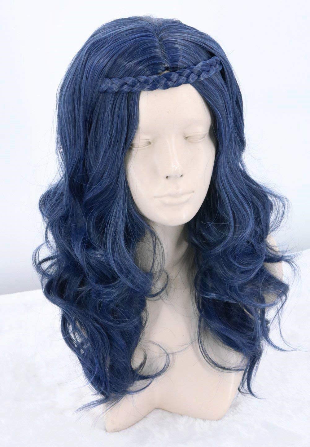 Topcosplay Girls Kids Child Wig Dark Blue Wave Halloween Costume Wigs Cosplay Wig