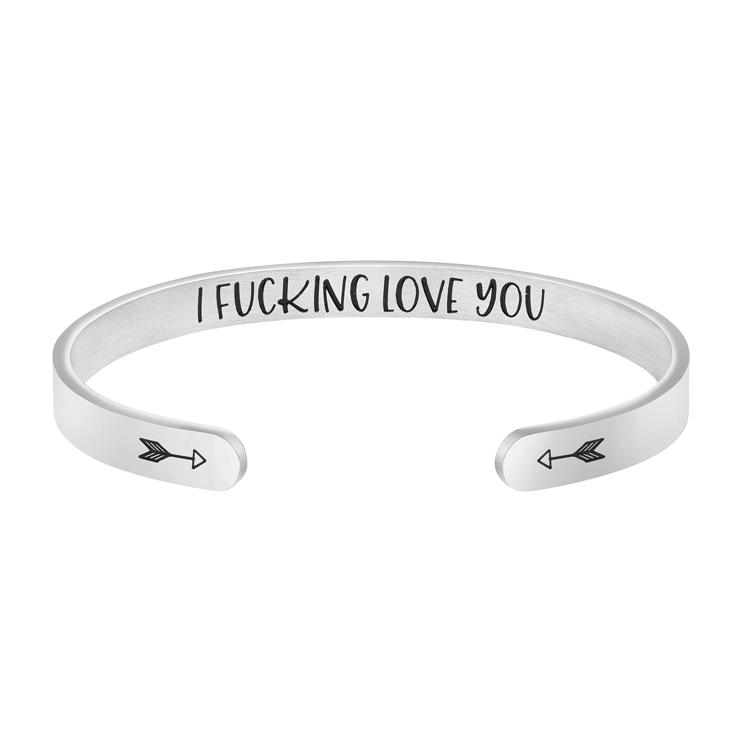 JoycuFF Bracelets for Wife from Husband Funny gift for girlfriend Daughter Best Friend Friendship Mom Mantra cuff Bangle Persona
