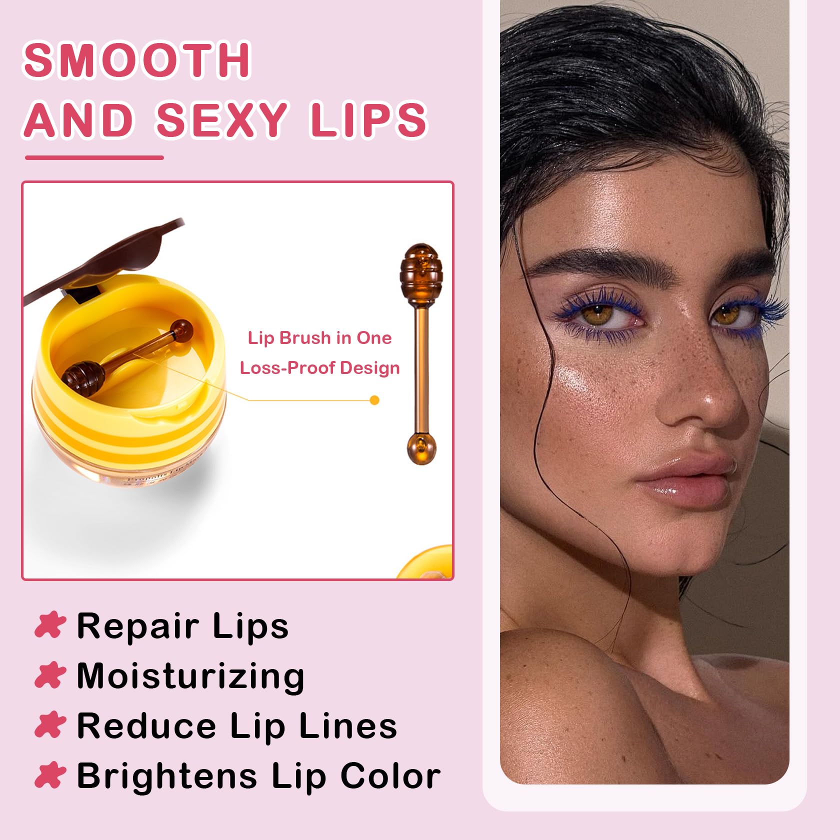 XINGXYUEL 2PCS Bee Lip Balm Honey Pot Cherry Honey Lip Balm Sleeping Lip Mask Silky Hydrating Bee Lip Balm Honey Lip Mask Overni