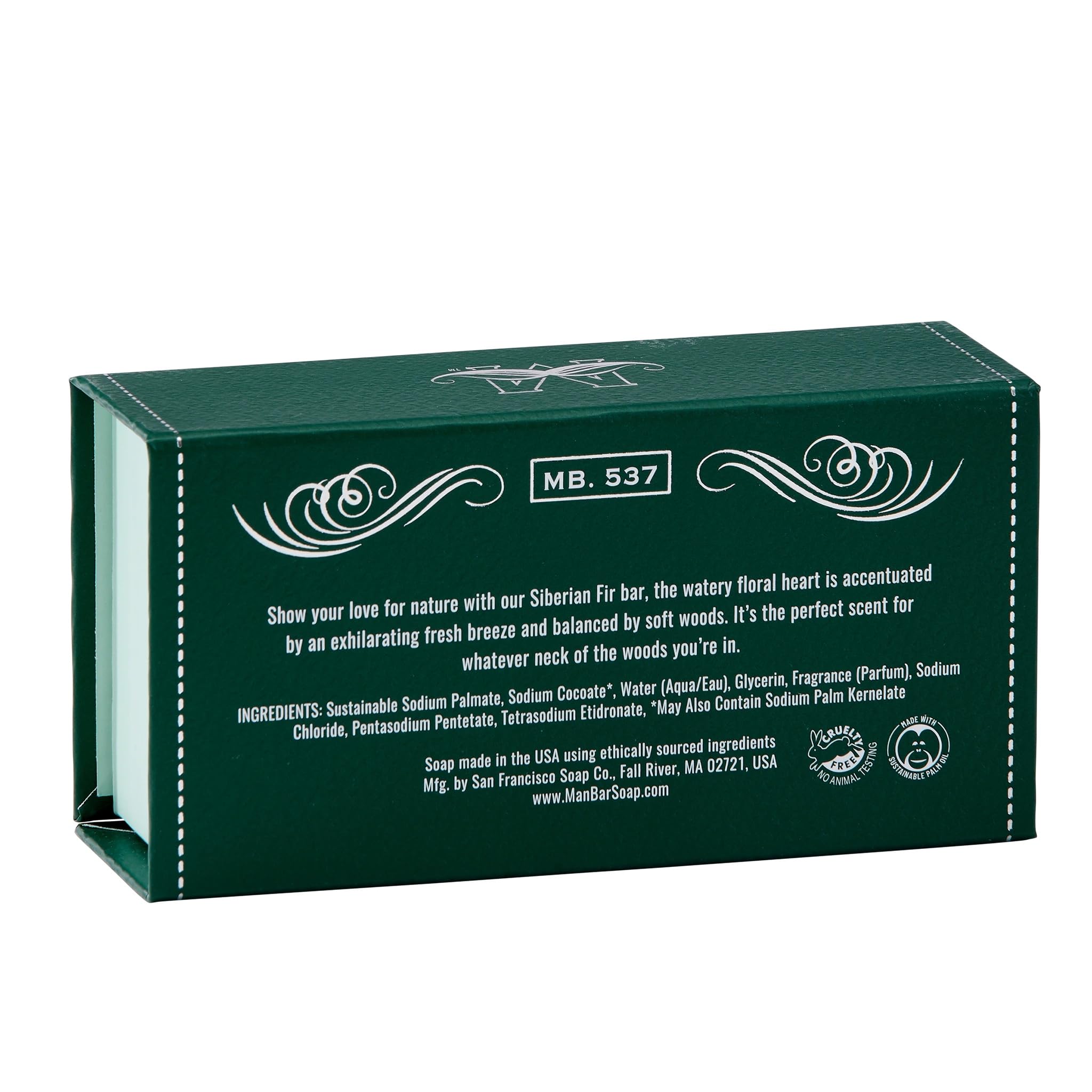 San Francisco Soap Company Siberian Fir Fragrance Man Bar - Hydrating - No Harmful Chemicals - Good for All Skin Types - Made in