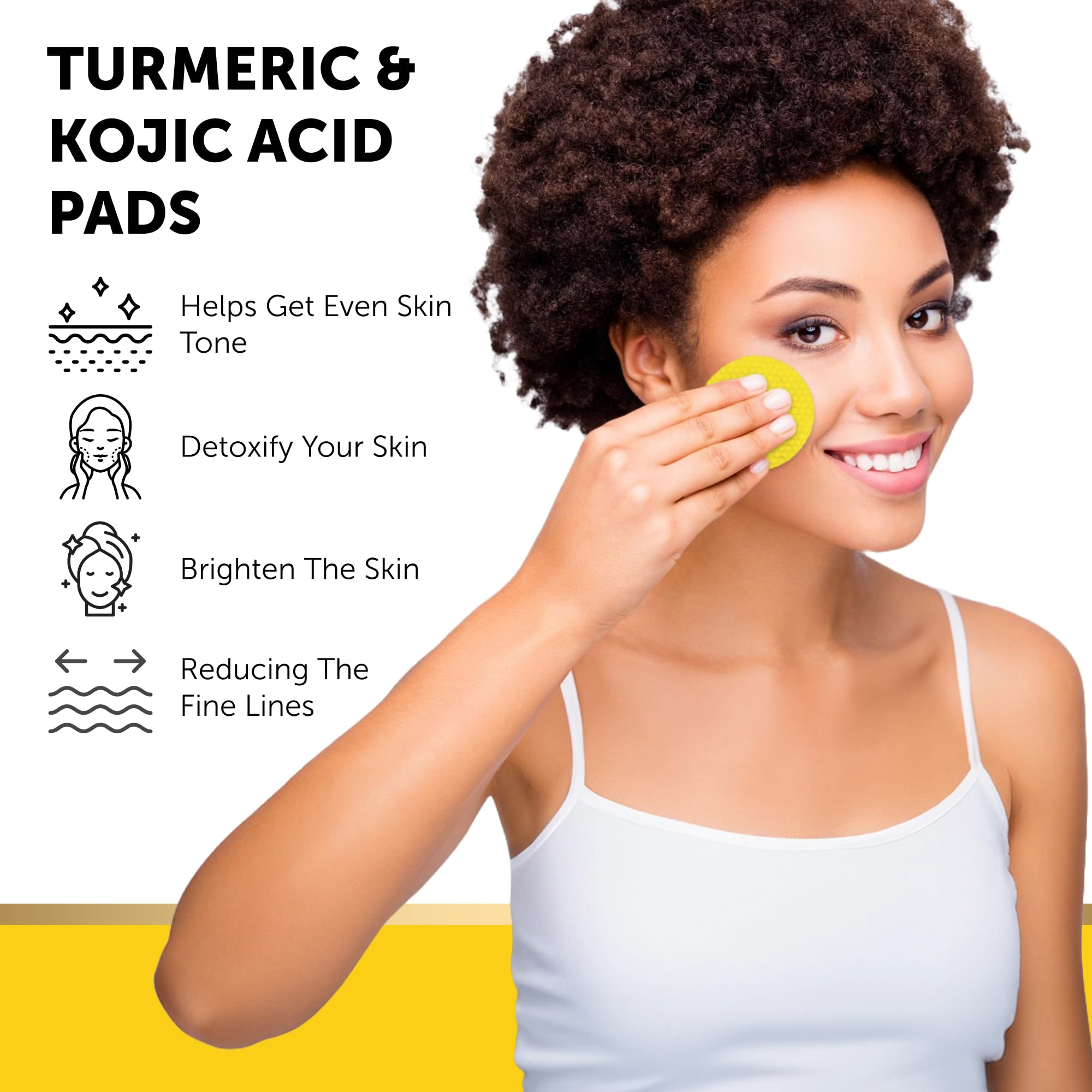 VALITIC Turmeric Kojic Acid Cleansing Pads - Exfoliating Dark Spot Remover for Face with Vitamin C, Alpha Arbutin, Niacinamide a