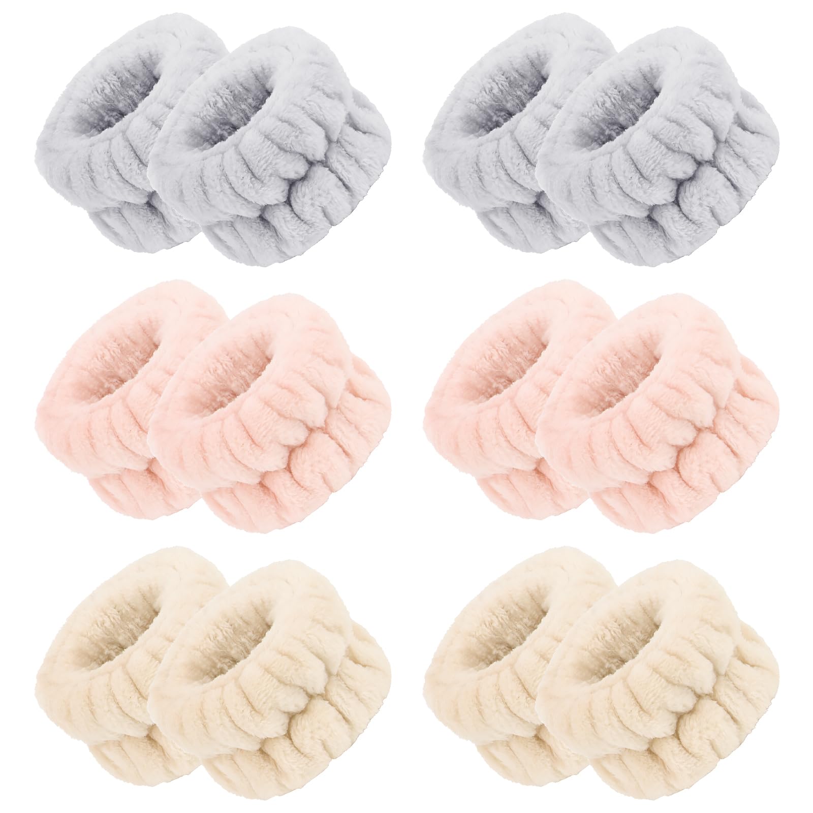 WHAVEL Spa Wristbands - 6 Pairs Absorbent Wrist Towels for Face Washing, Sweatbands to Prevent Liquid Spilling Down Arms