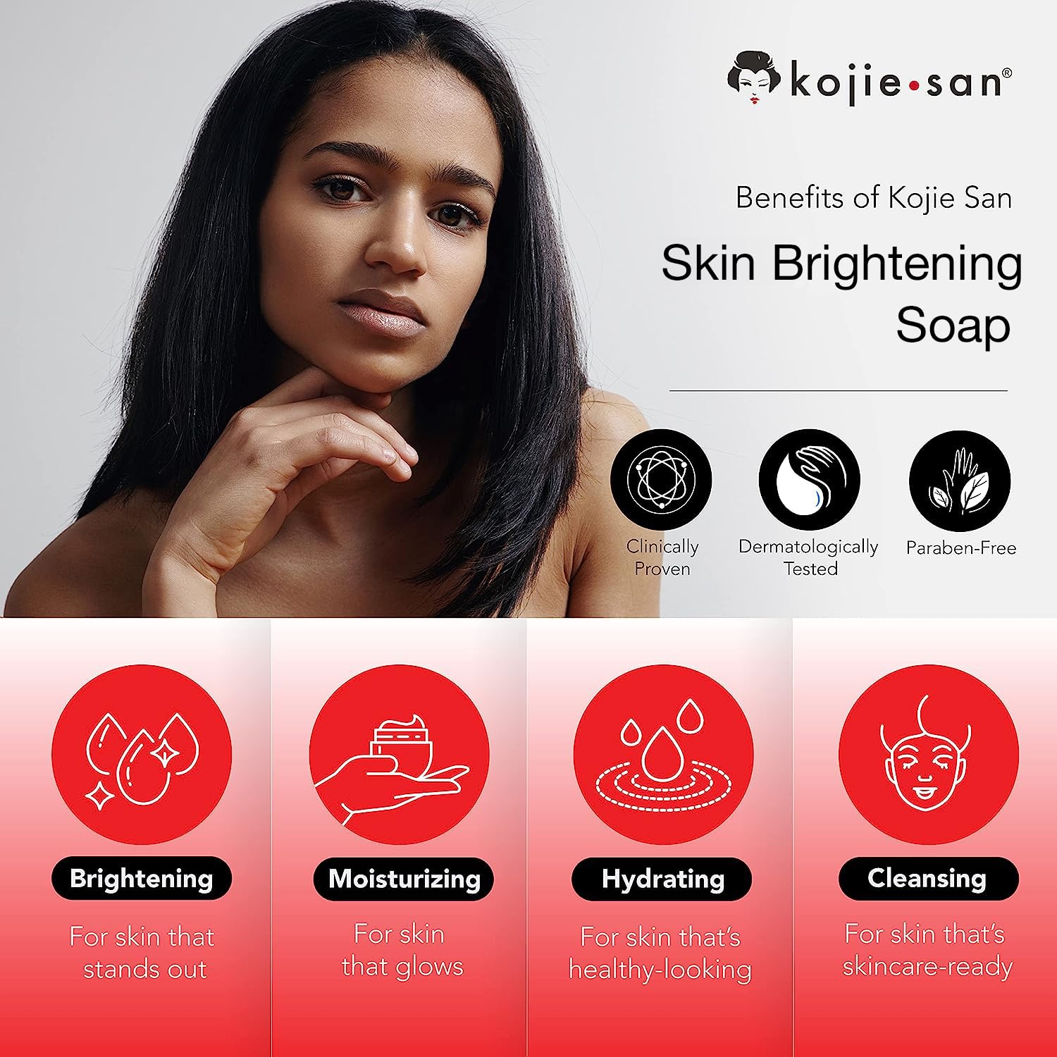 Kojie San Skin Brightening Soap - Original Kojic Acid, Dark Spot Remover Bar Soap With Coconut & Tea Tree Oil 135G X 5 Bars