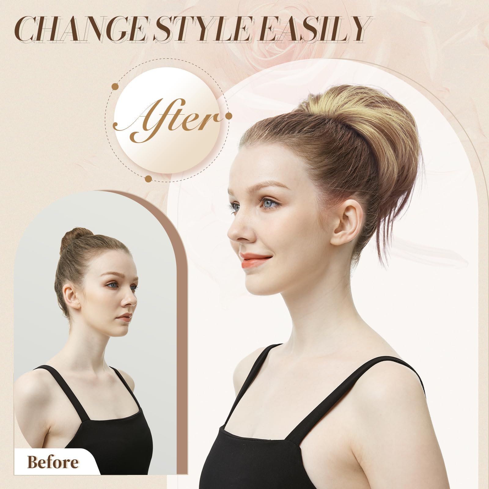 Feshfen Hair Buns Hair Piece With Comb, Messy Buns Hairpieces For Women Drawstring Fully Updo Synthetic Hair Short Ponytail Exte