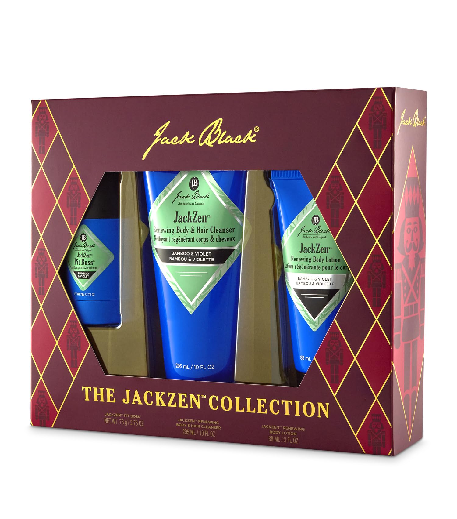 Jack Black Holiday - The JackZen Gift Set for Men - Multi-Purpose Mens Body Wash, Pit Boss Men's Deodorant, Body Lotion, Groomin