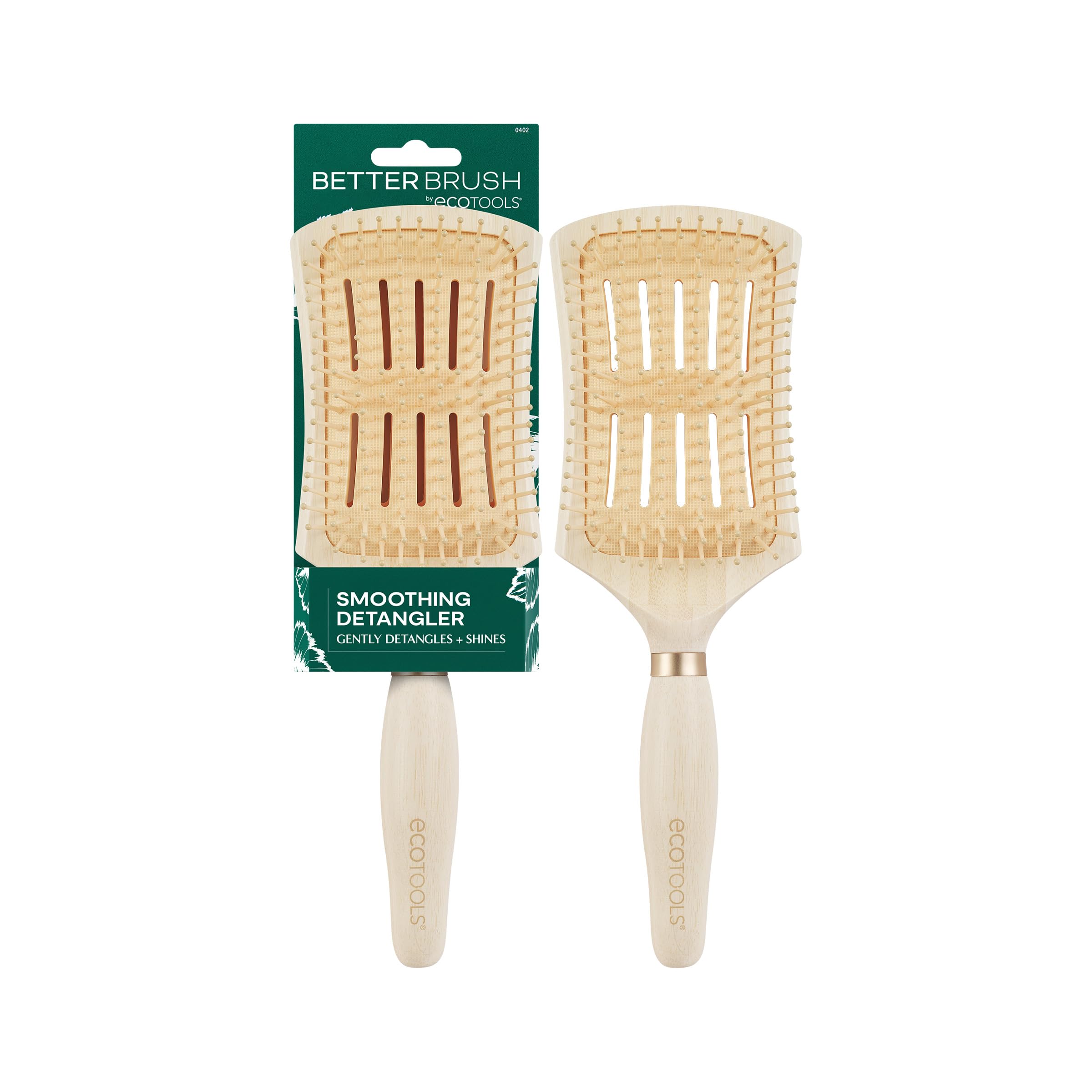 EcoTools Smoothing Detangler Hairbrush, Brush For Wet Or Dry Hair, Pain-Free Detangling, Style & Smooth Hair, Heat Resistant Bru