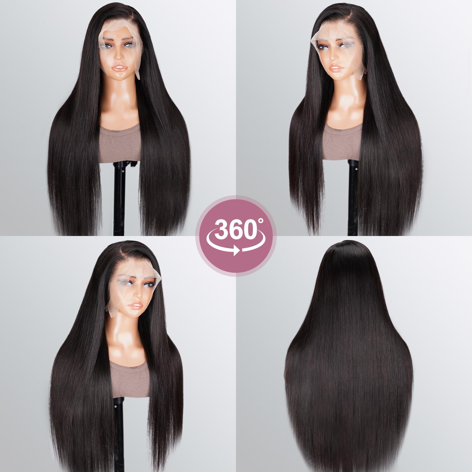 Superlook 360 Lace Front Wigs Human Hair Pre Plucked Straight Lace Front Wigs Human Hair 360 Hd Full Lace Human Hair Wigs For Bl